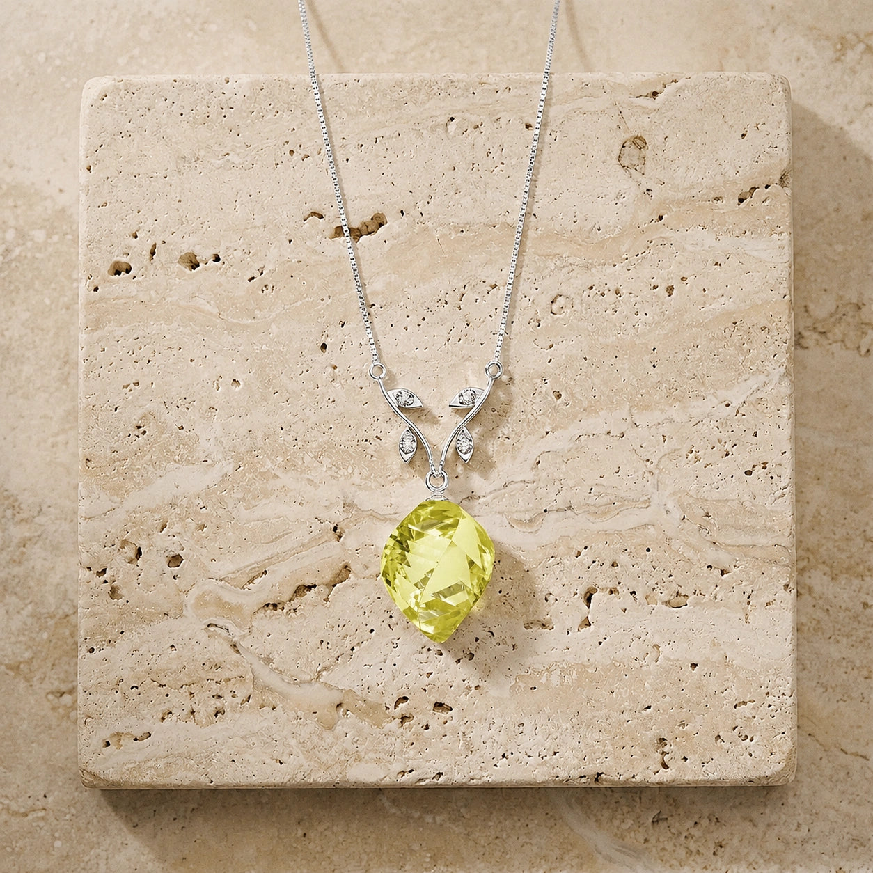 White Gold Lemon Quartz & Diamond — Anselma