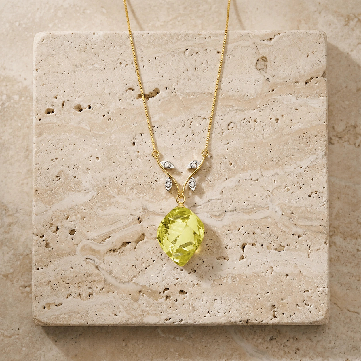 Yellow Gold Lemon Quartz & Diamond — Anselma