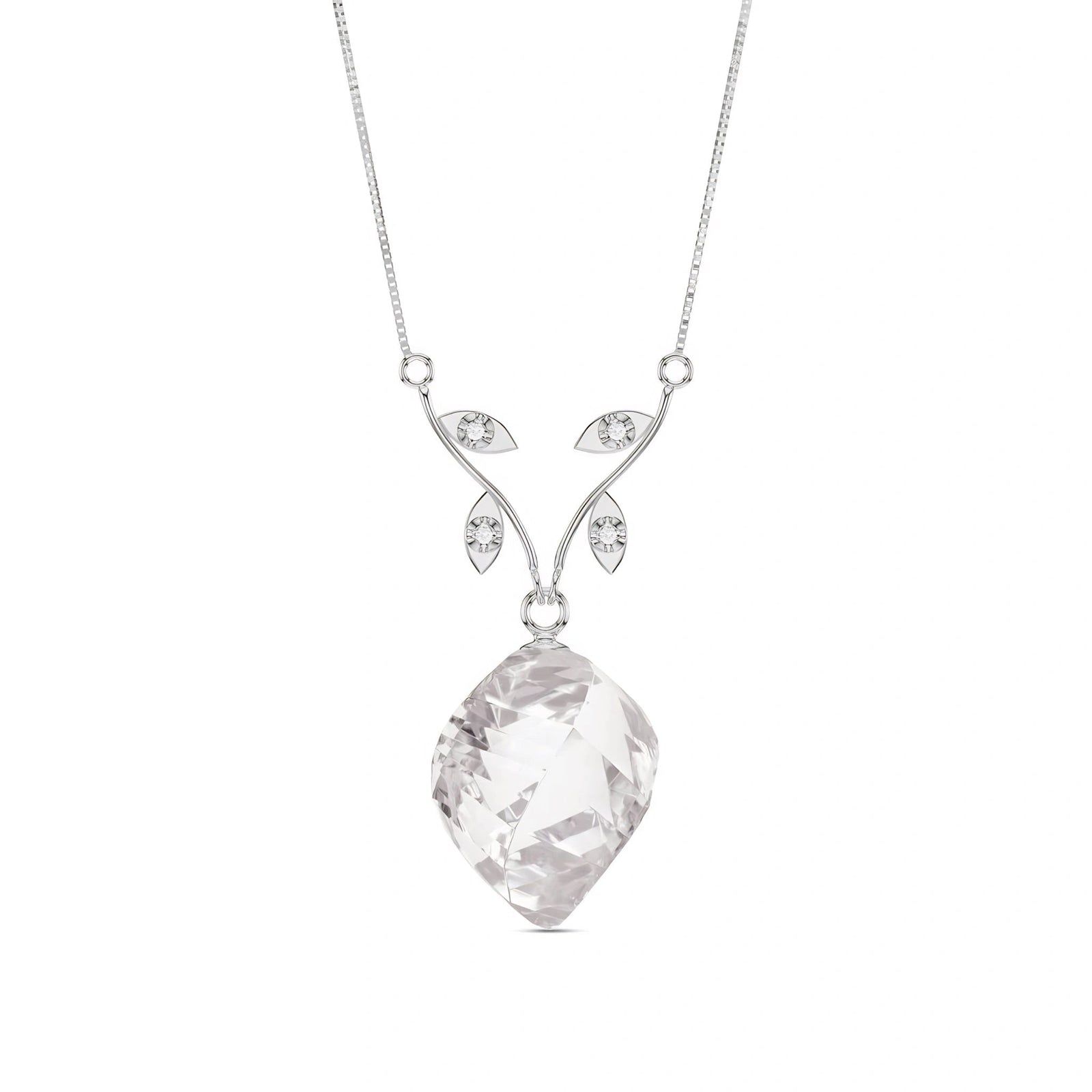 White Gold White Topaz & Diamond — Anselma