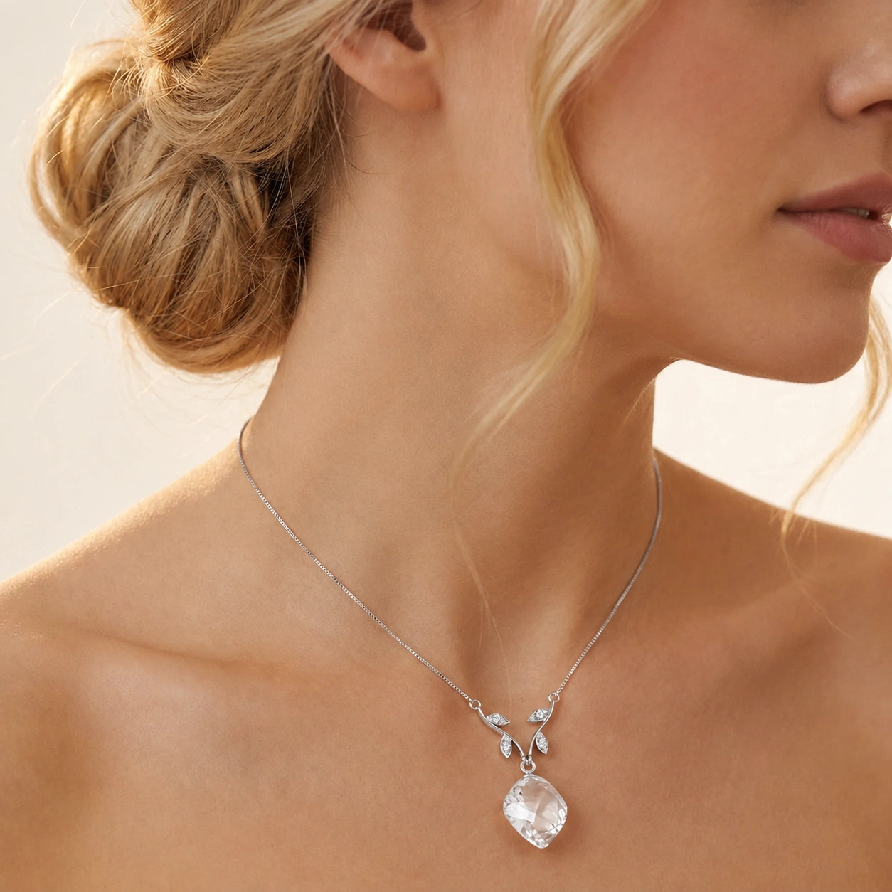 White Gold White Topaz & Diamond — Anselma
