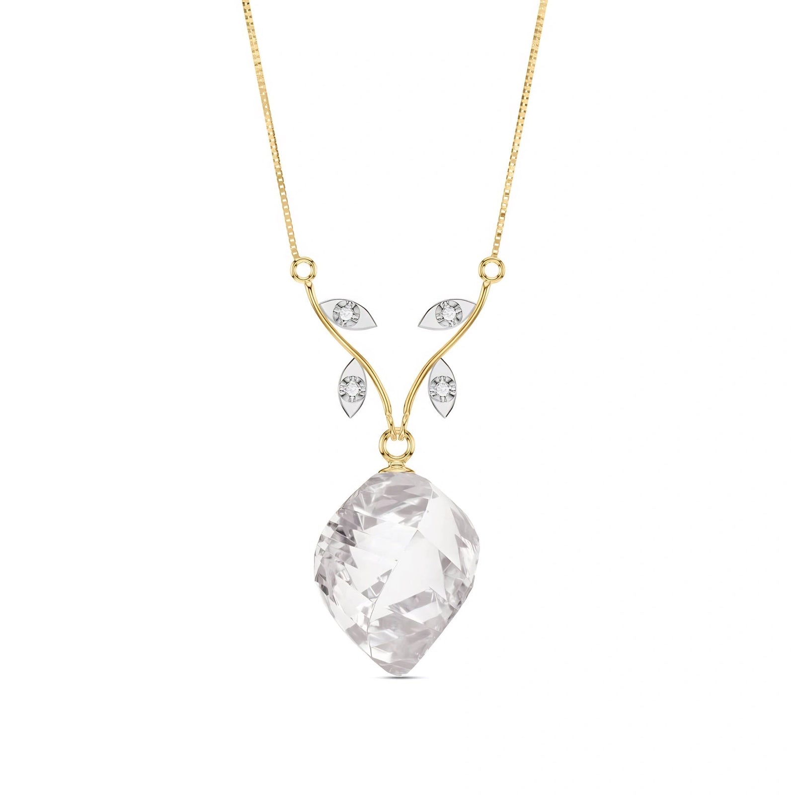 Yellow Gold White Topaz & Diamond — Anselma