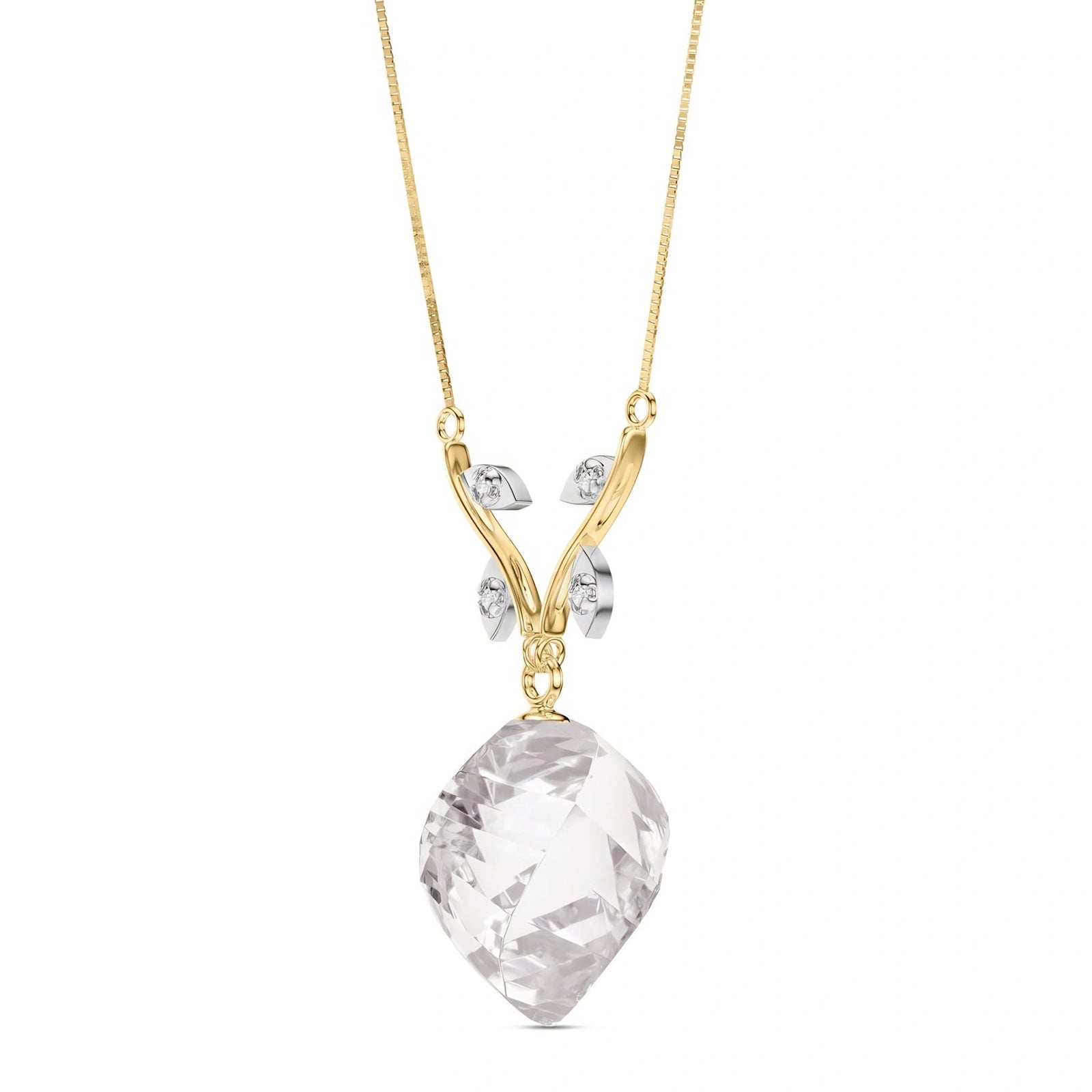 Yellow Gold White Topaz & Diamond — Anselma