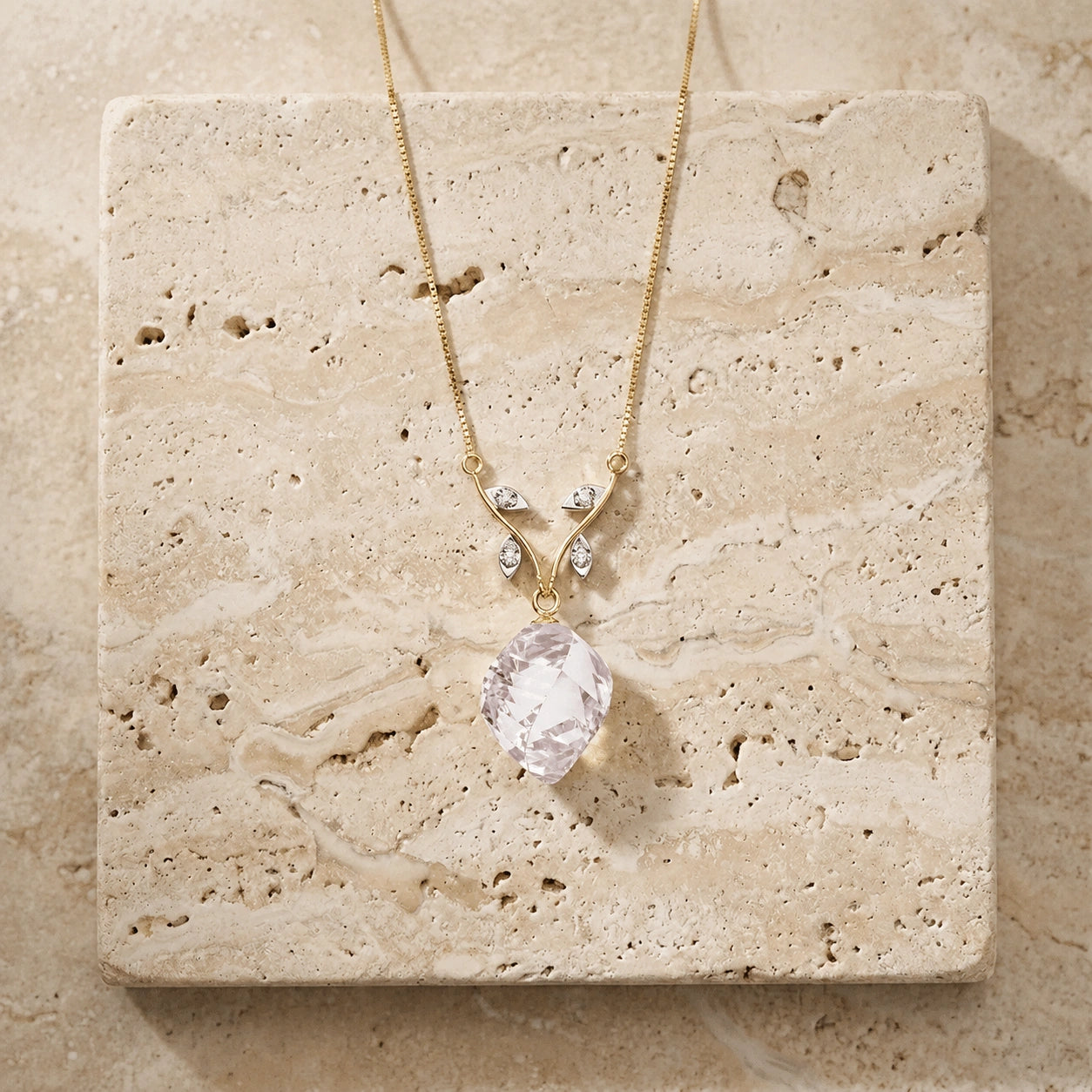 Yellow Gold White Topaz & Diamond — Anselma