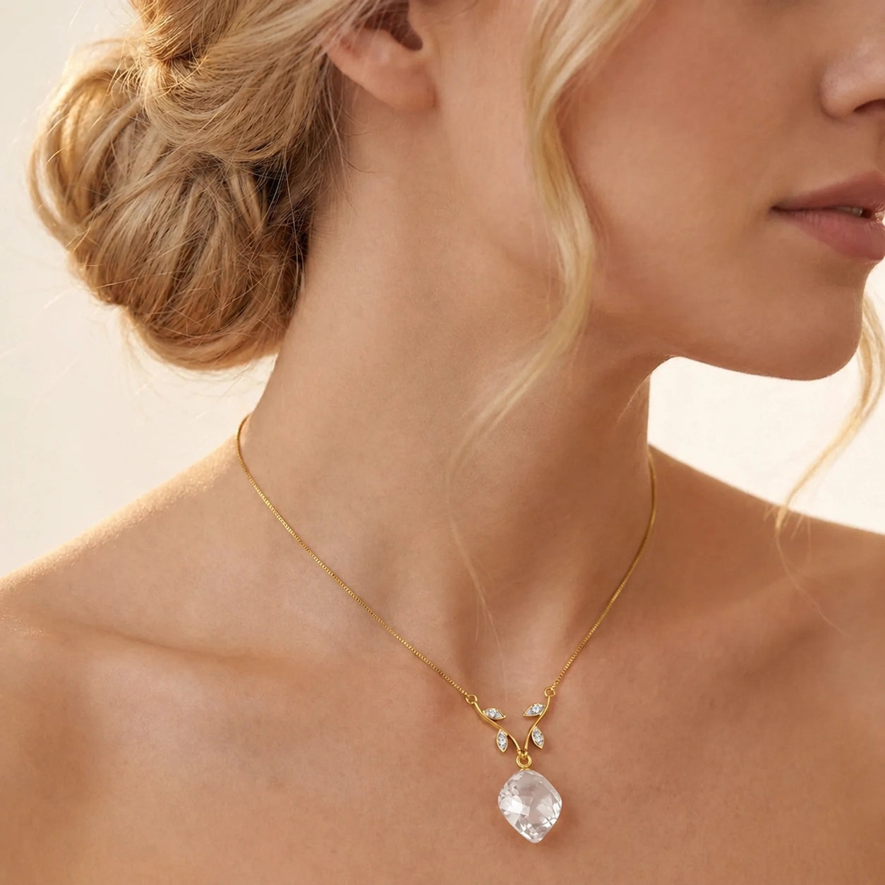 Yellow Gold White Topaz & Diamond — Anselma