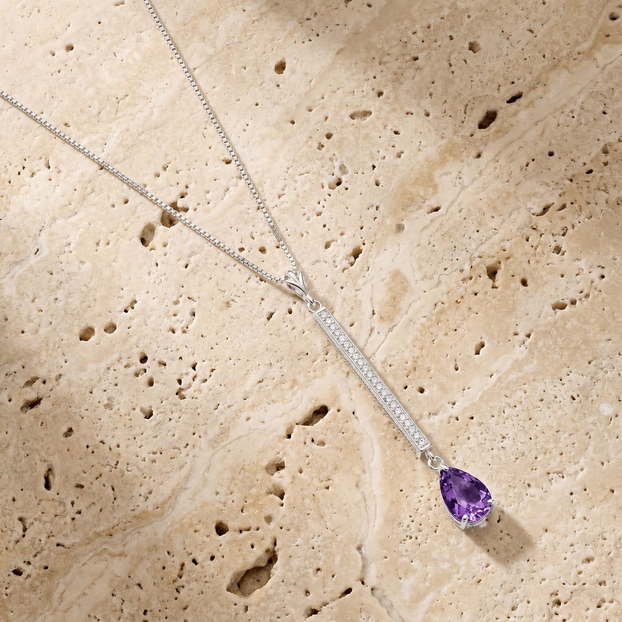 White Gold Grace Necklace Amethyst 10K — Adelaide