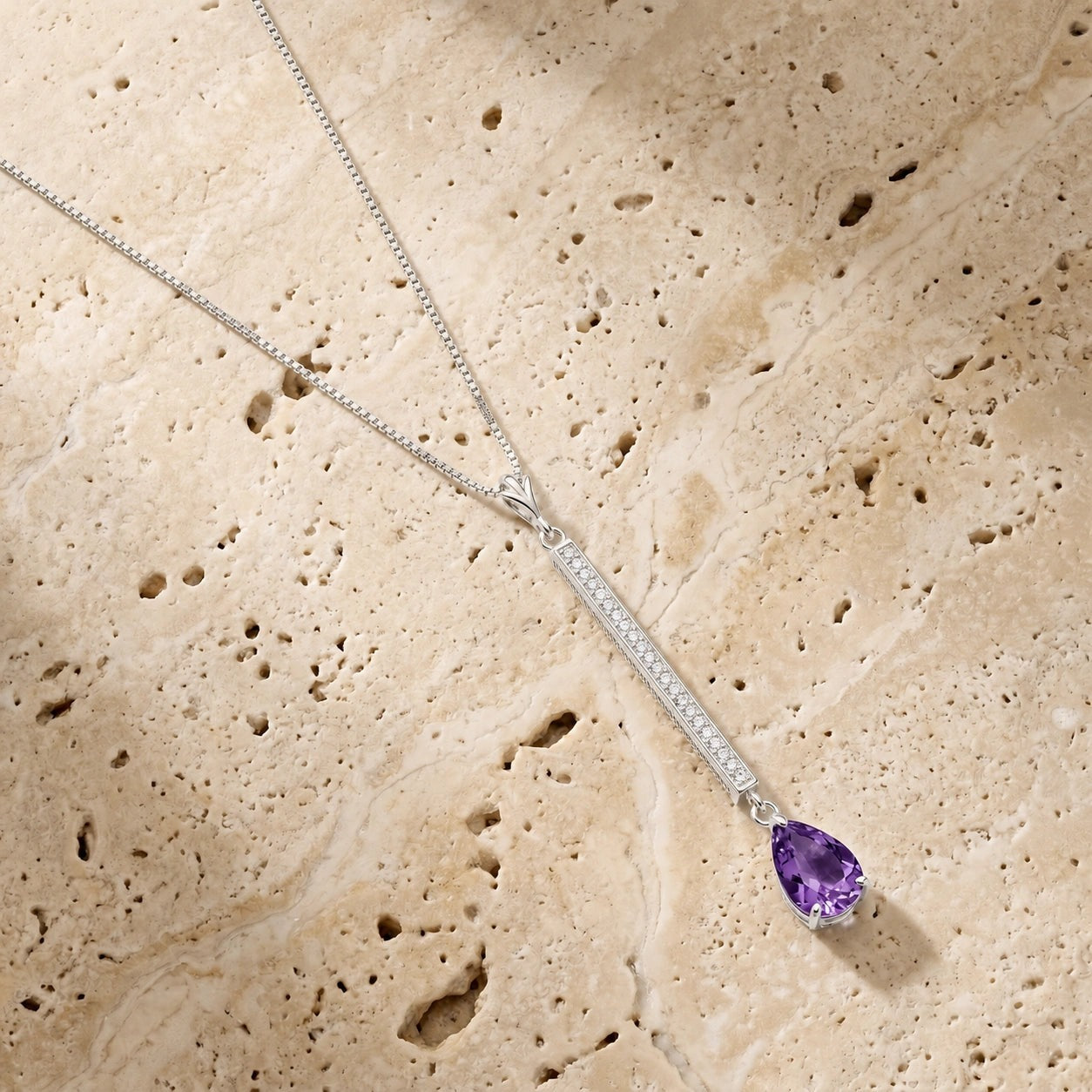 White Gold Grace Necklace Amethyst 10K — Adelaide