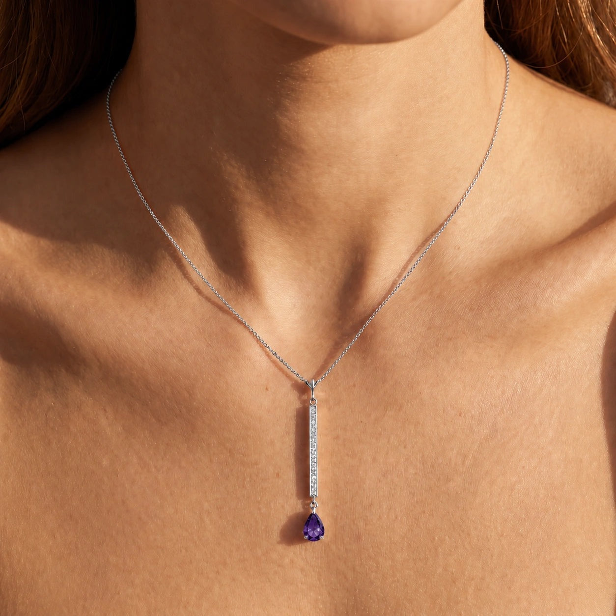 White Gold Grace Necklace Amethyst 10K — Adelaide