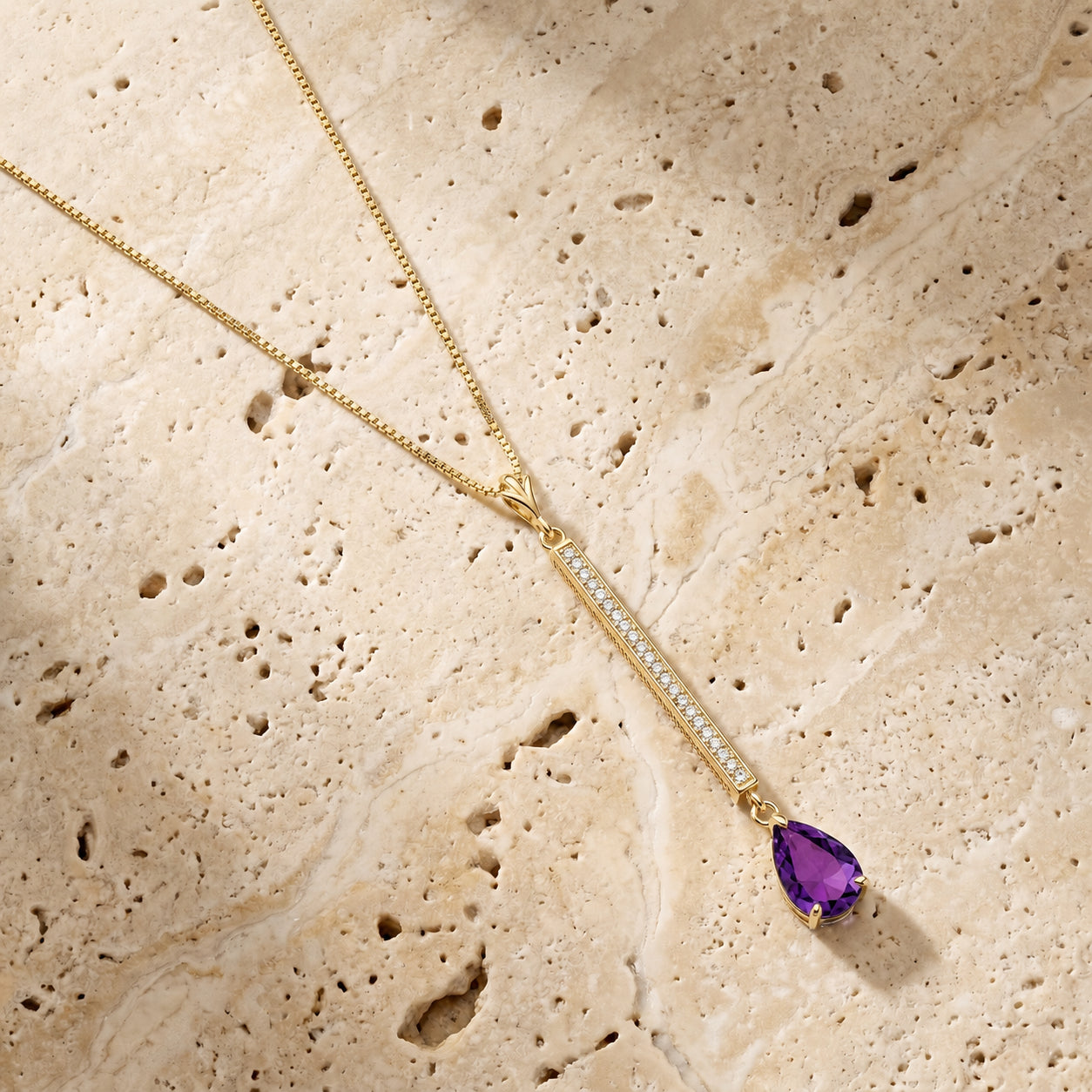 Yellow Gold Grace Necklace Amethyst 10K — Adelaide