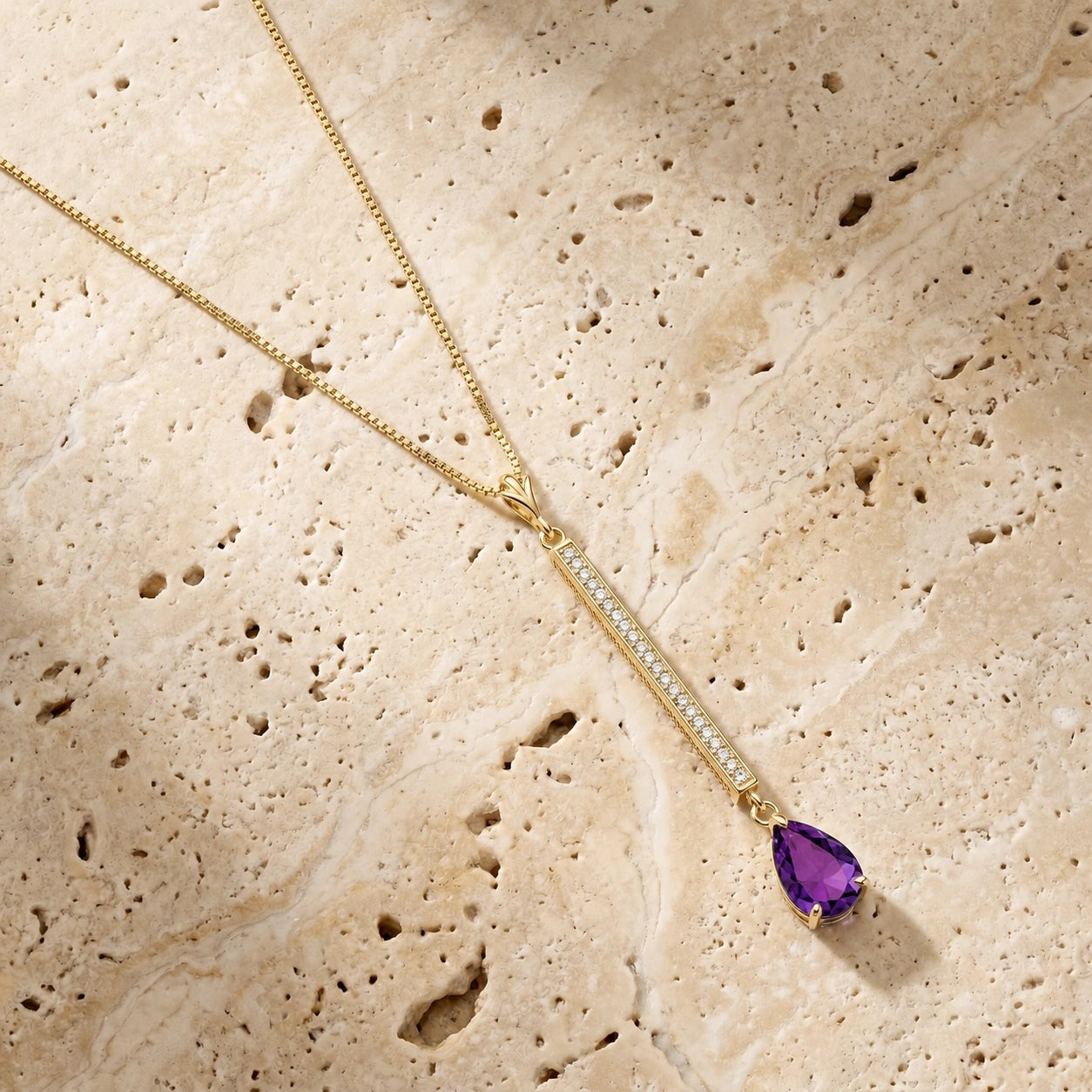 Yellow Gold Grace Necklace Amethyst 10K — Adelaide