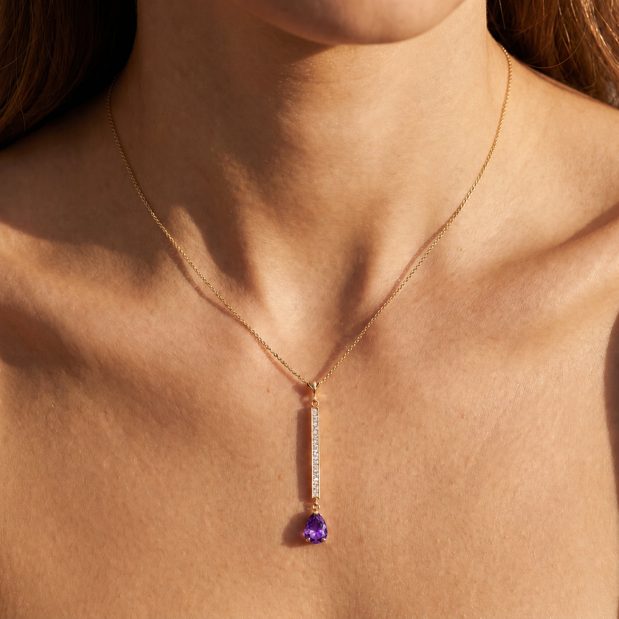 Yellow Gold Grace Necklace Amethyst 10K — Adelaide