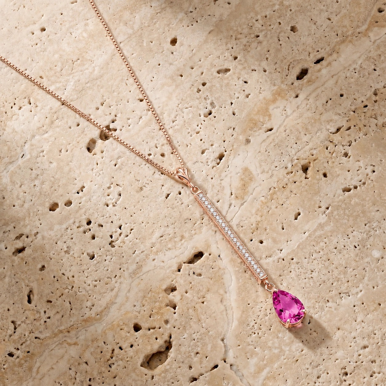Rose Gold Grace Necklace Pink Topaz 10K — Adelaide