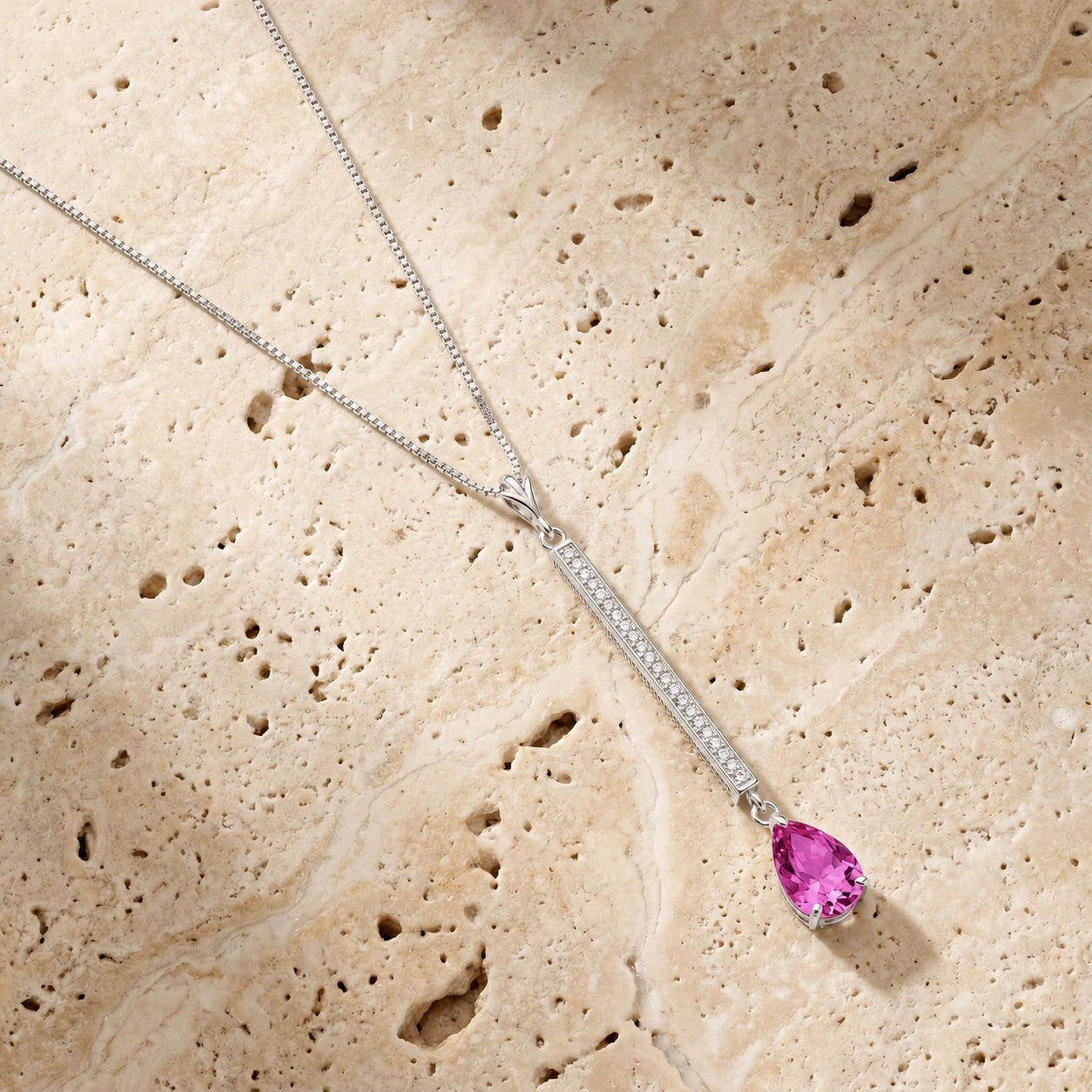 White Gold Grace Necklace Pink Topaz 10K — Adelaide