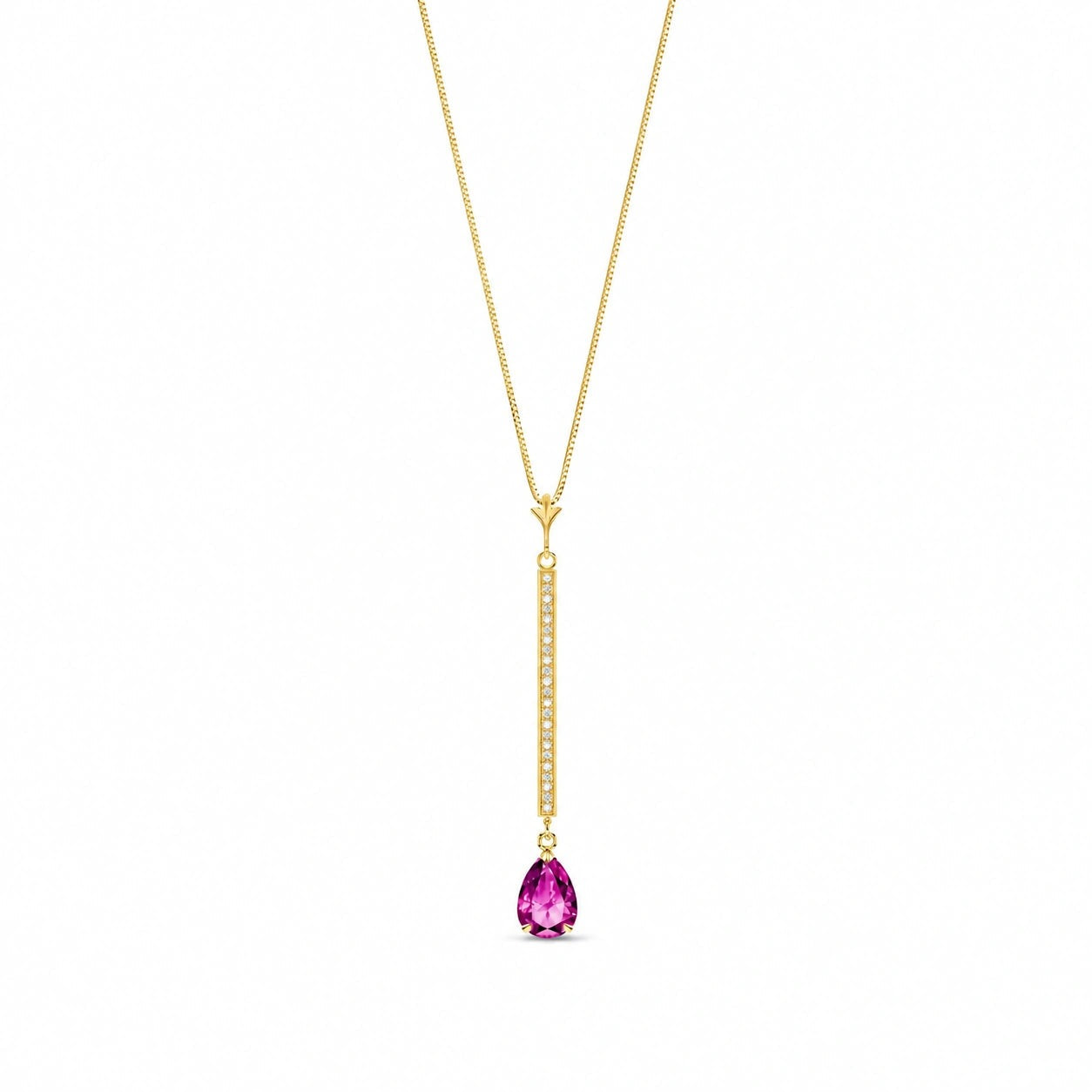 Yellow Gold Grace Necklace Pink Topaz 10K — Adelaide