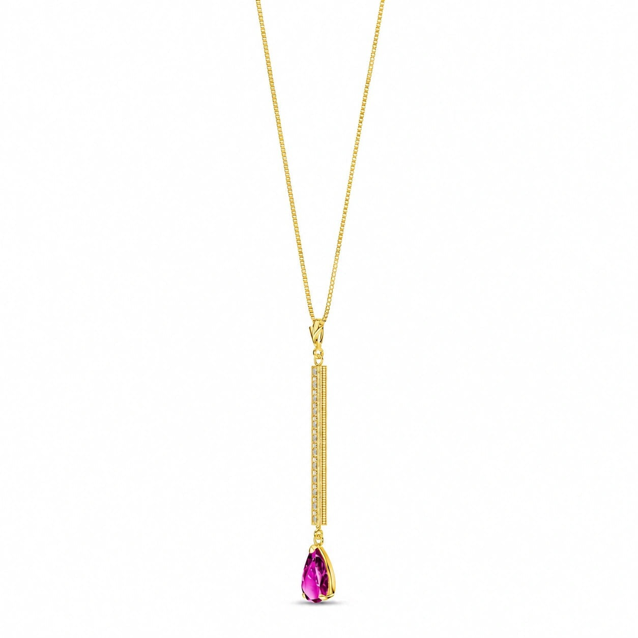 Yellow Gold Grace Necklace Pink Topaz 10K — Adelaide