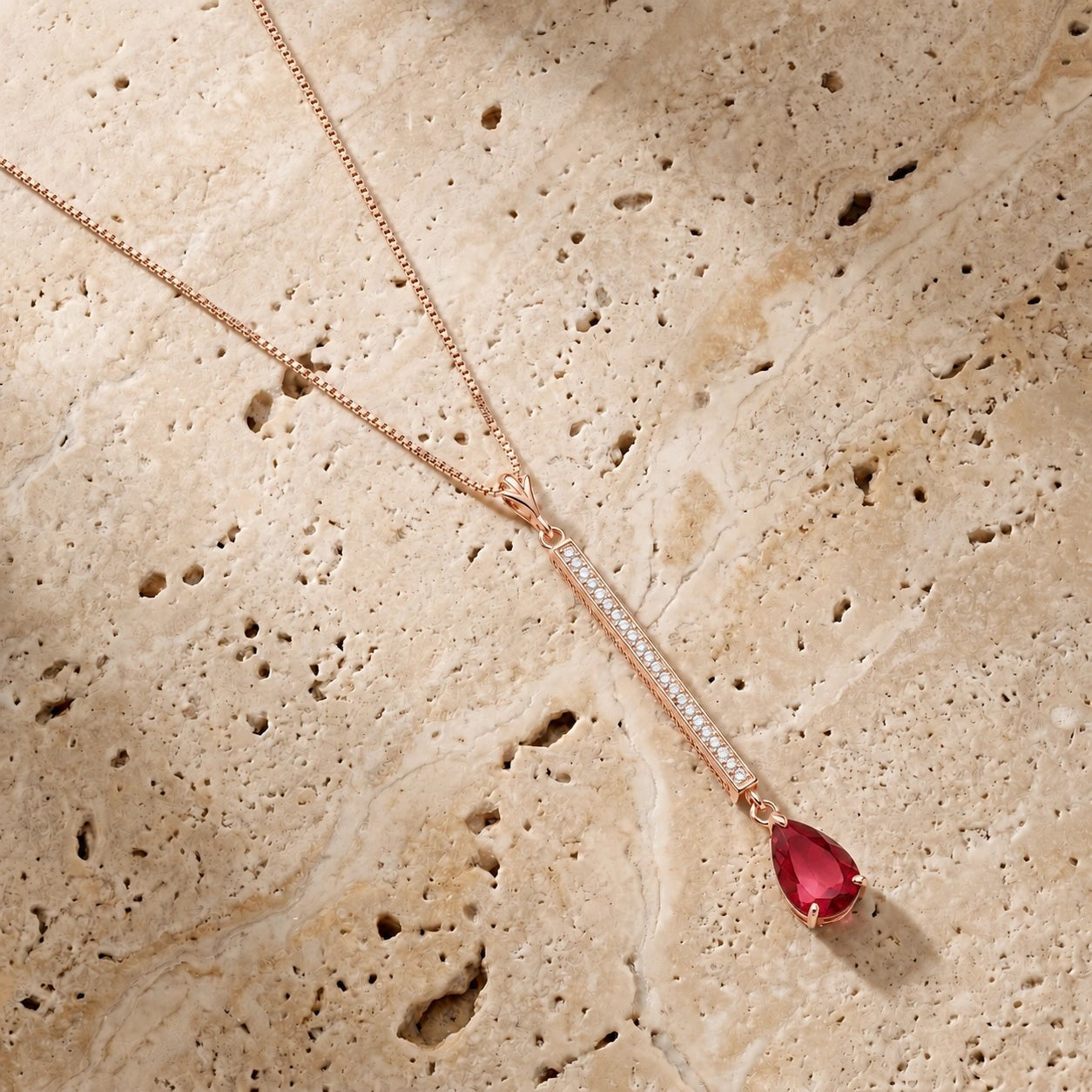 Rose Gold Grace Necklace Ruby 10K — Adelaide