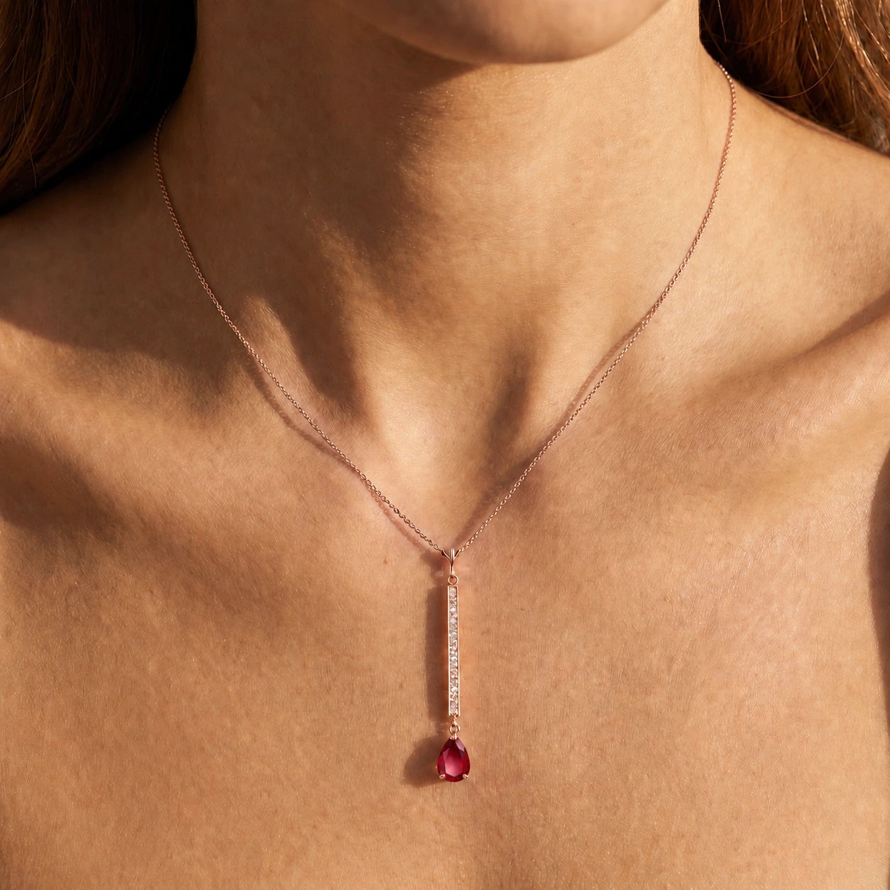 Rose Gold Grace Necklace Ruby 10K — Adelaide