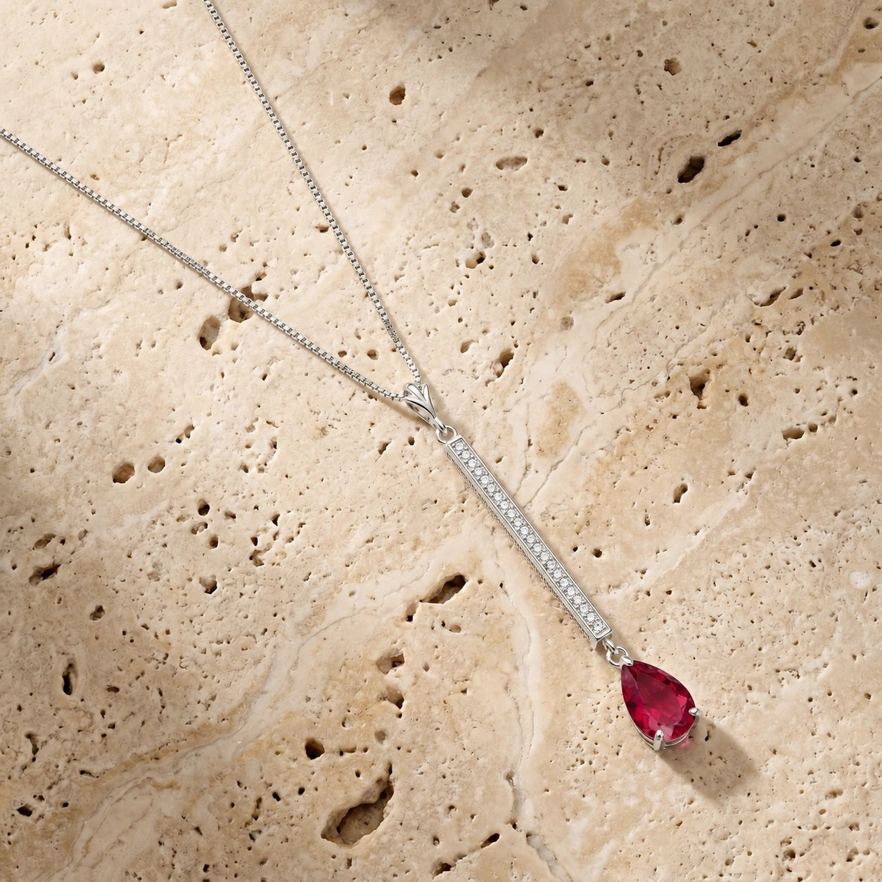 White Gold Grace Necklace Ruby 10K — Adelaide