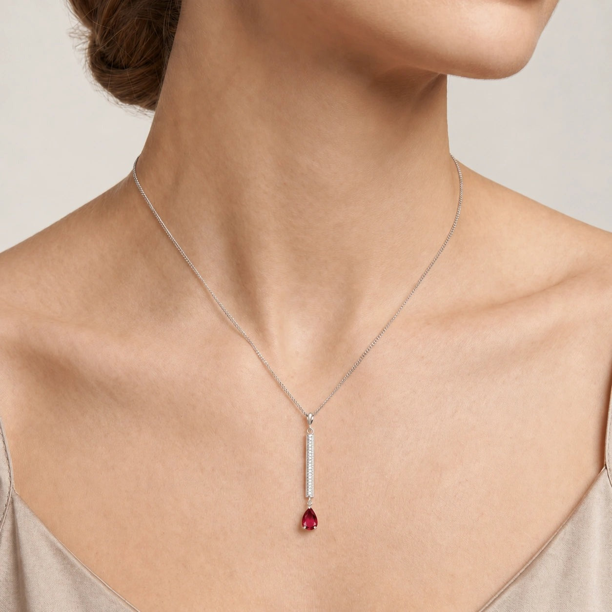 White Gold Grace Necklace Ruby 10K — Adelaide