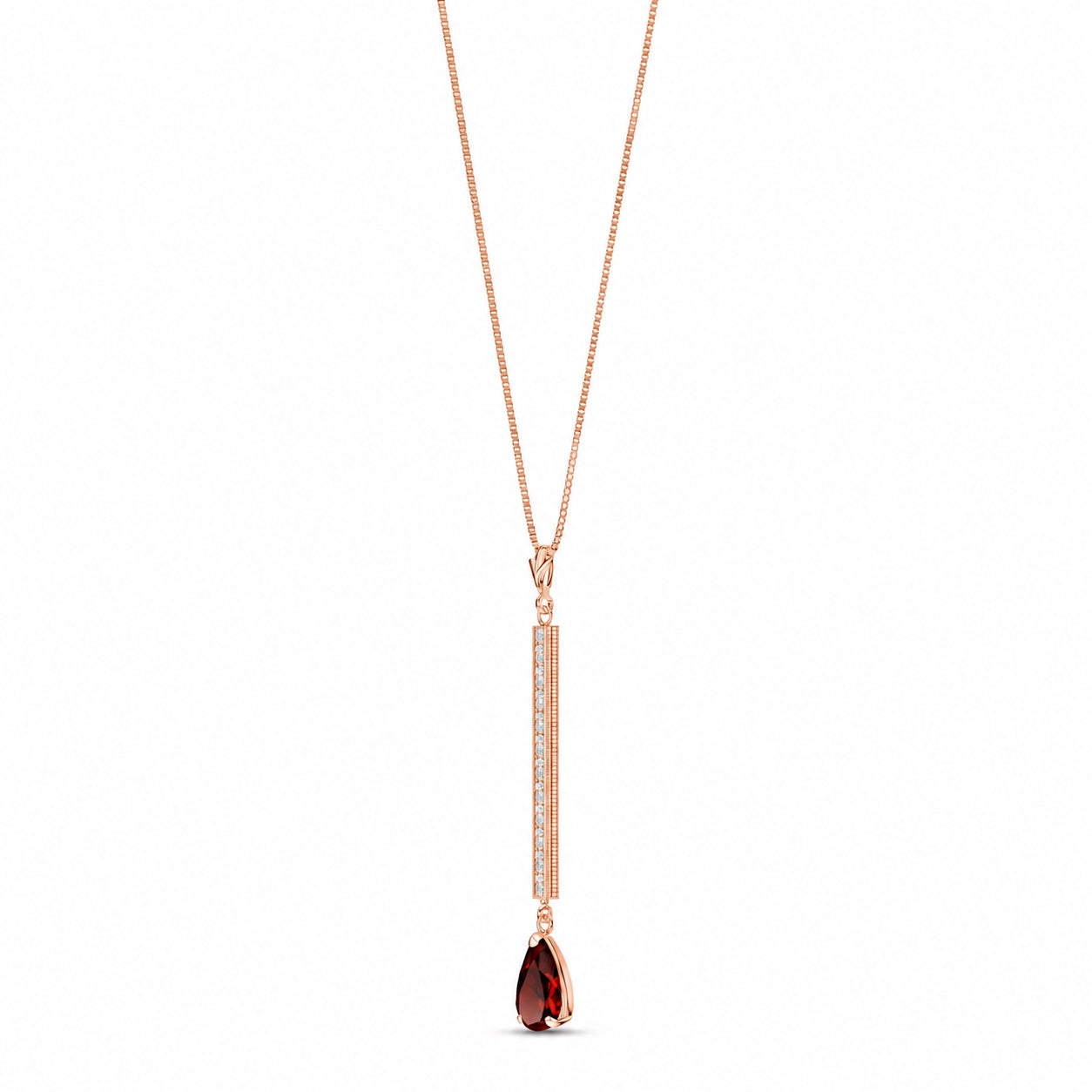 Rose Gold Grace Necklace Garnet 10K — Adelaide