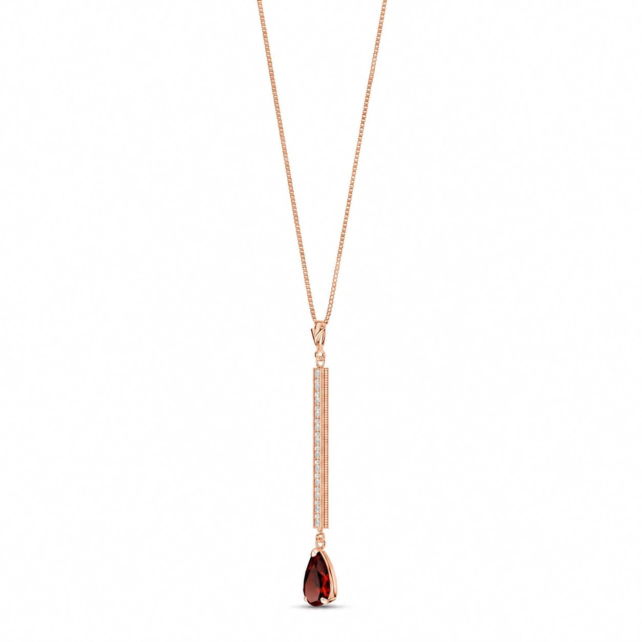 Rose Gold Grace Necklace Garnet 10K — Adelaide