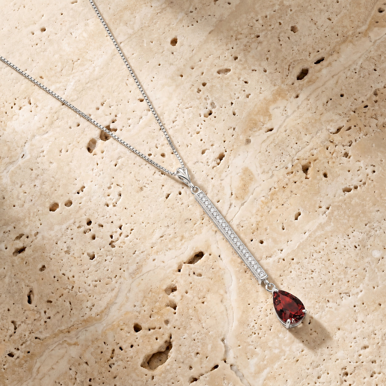 White Gold Grace Necklace Garnet 10K — Adelaide
