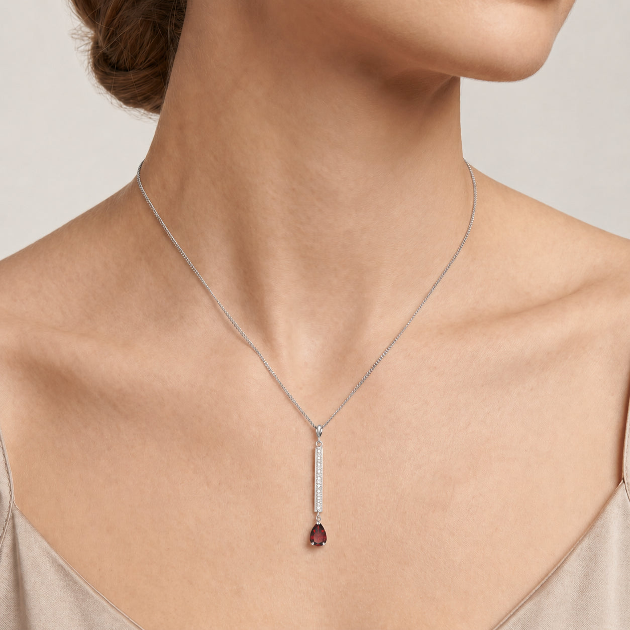 White Gold Grace Necklace Garnet 10K — Adelaide