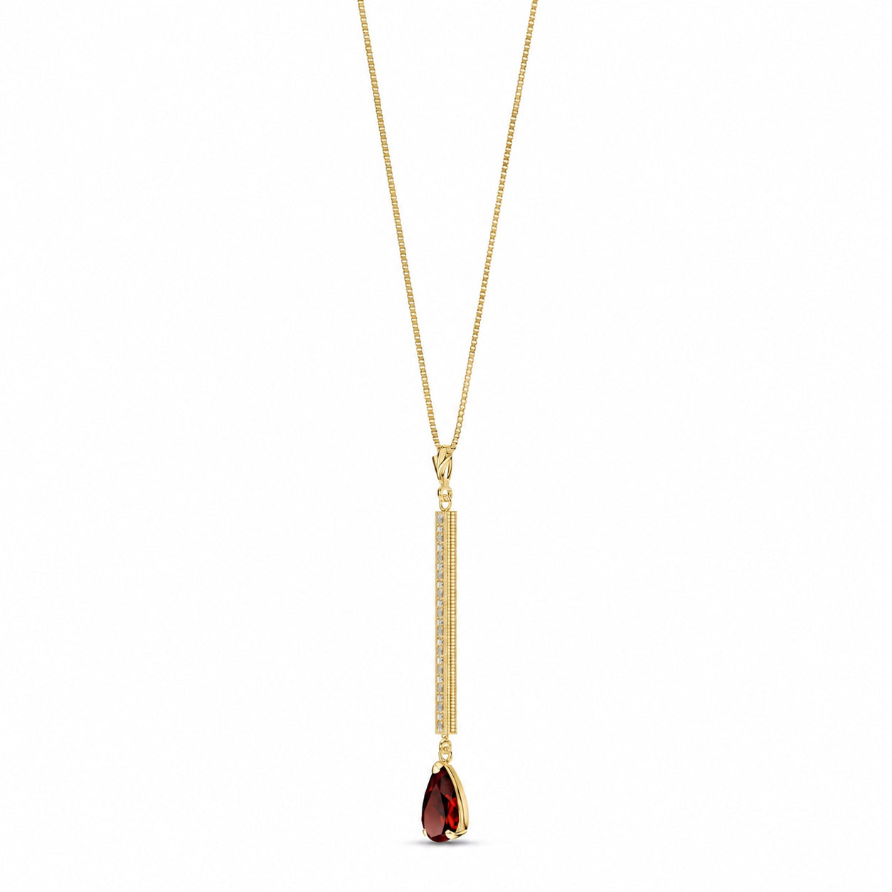 Yellow Gold Grace Necklace Garnet 10K — Adelaide
