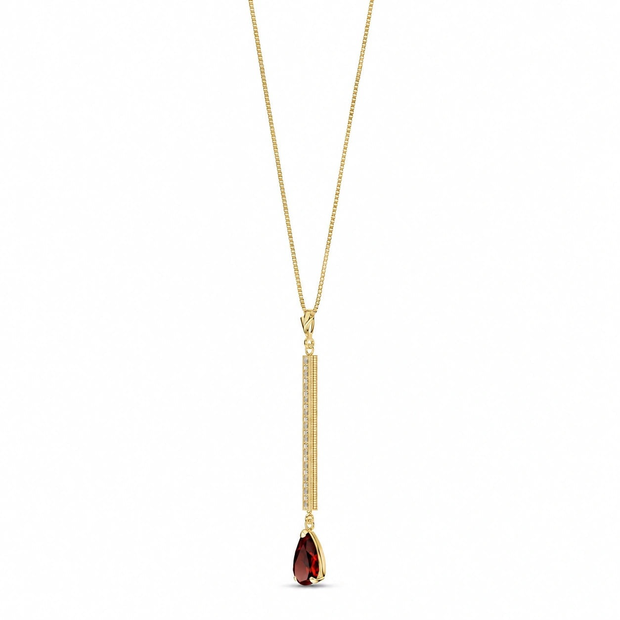 Yellow Gold Grace Necklace Garnet 10K — Adelaide