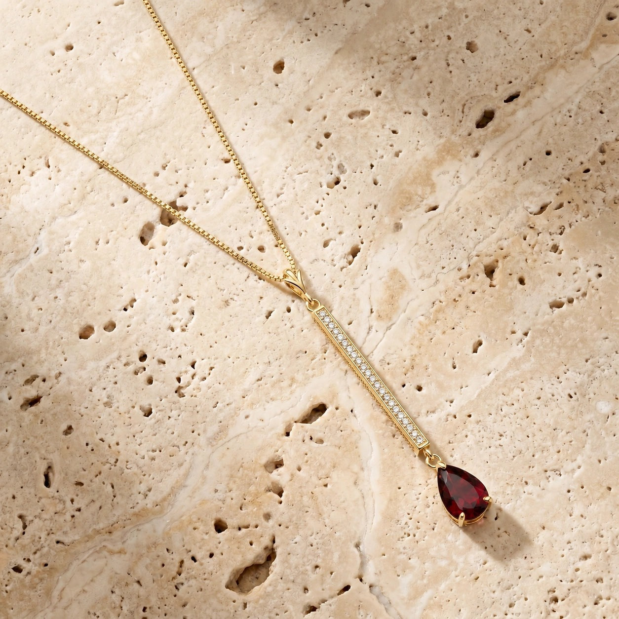 Yellow Gold Grace Necklace Garnet 10K — Adelaide