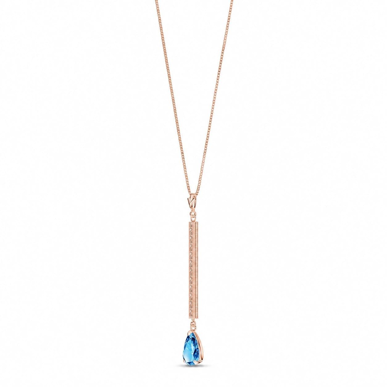 Rose Gold Grace Necklace Blue Topaz 10K — Adelaide
