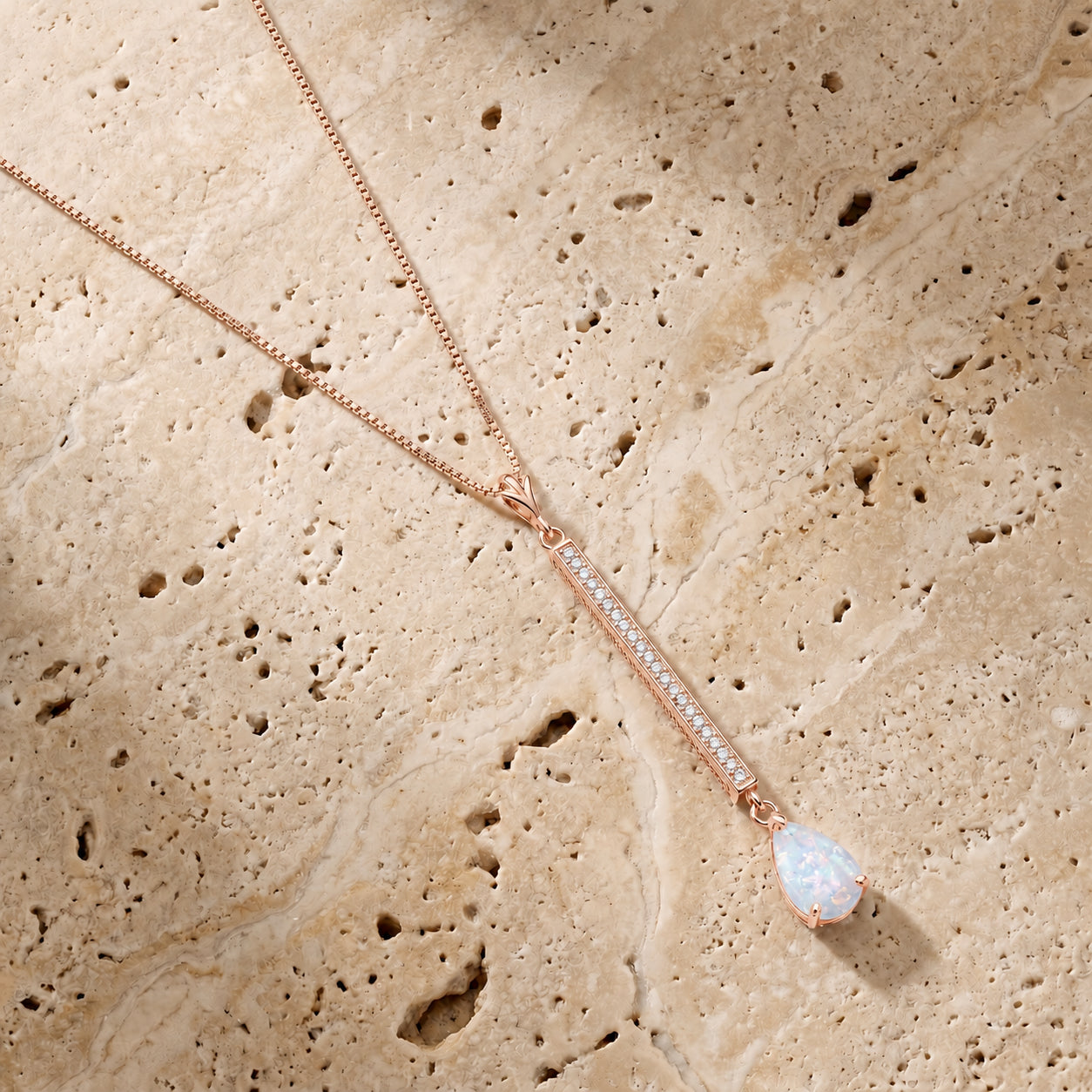 Rose Gold Grace Necklace Blue Topaz 10K — Adelaide