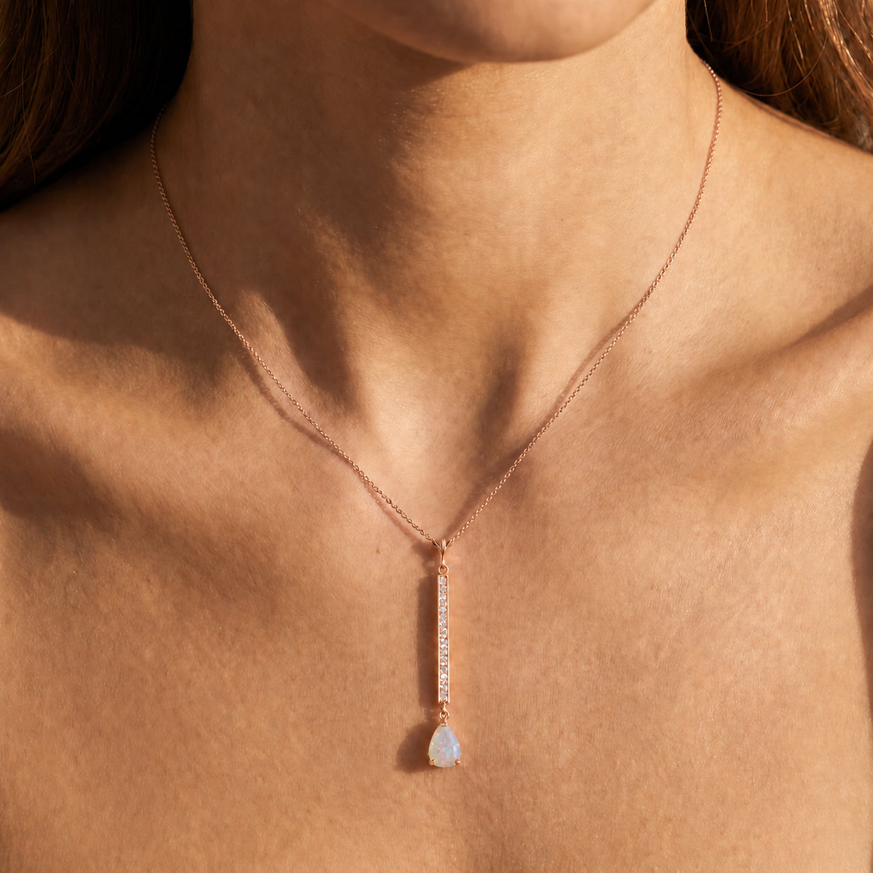Rose Gold Grace Necklace Blue Topaz 10K — Adelaide