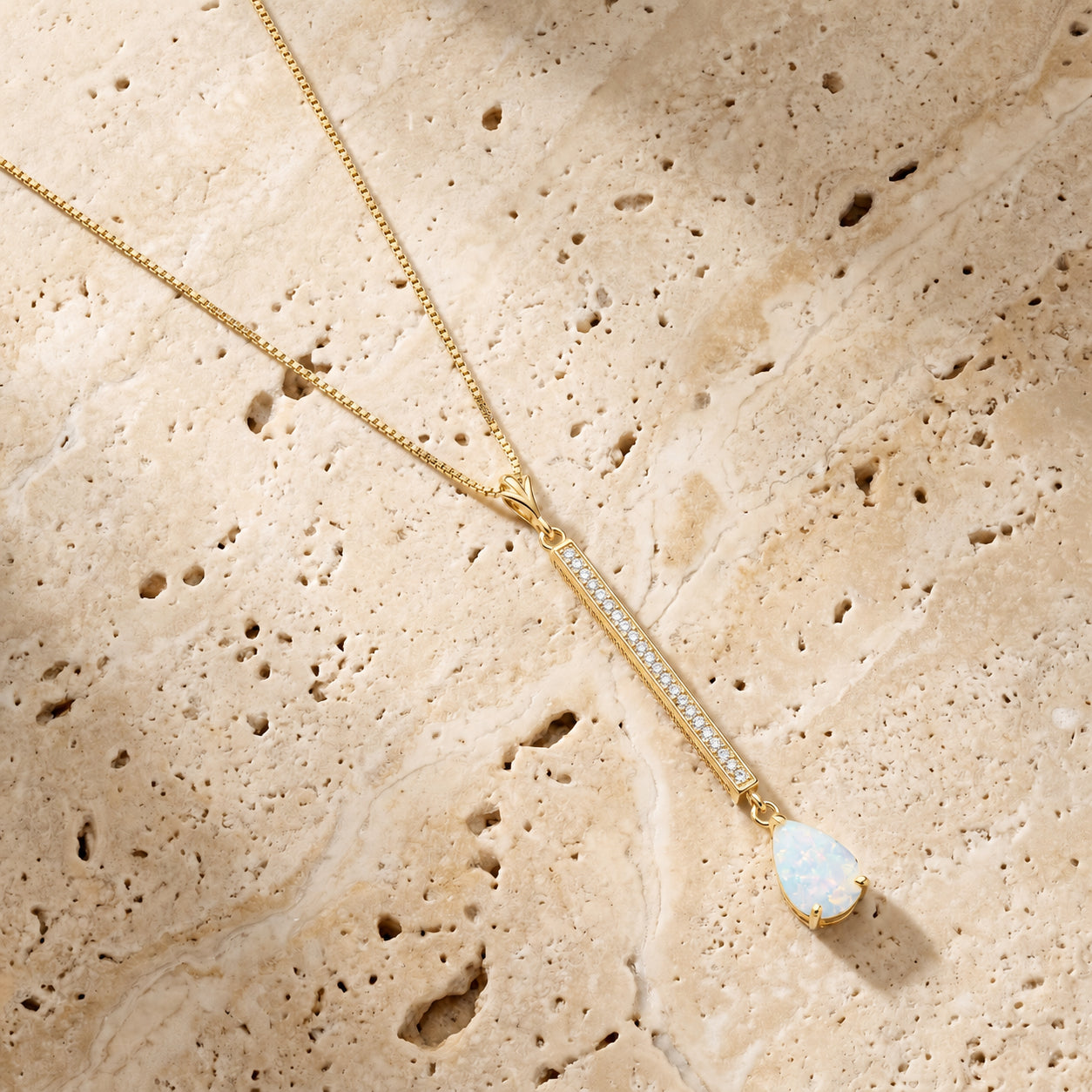 Yellow Gold Grace Necklace Blue Topaz 10K — Adelaide