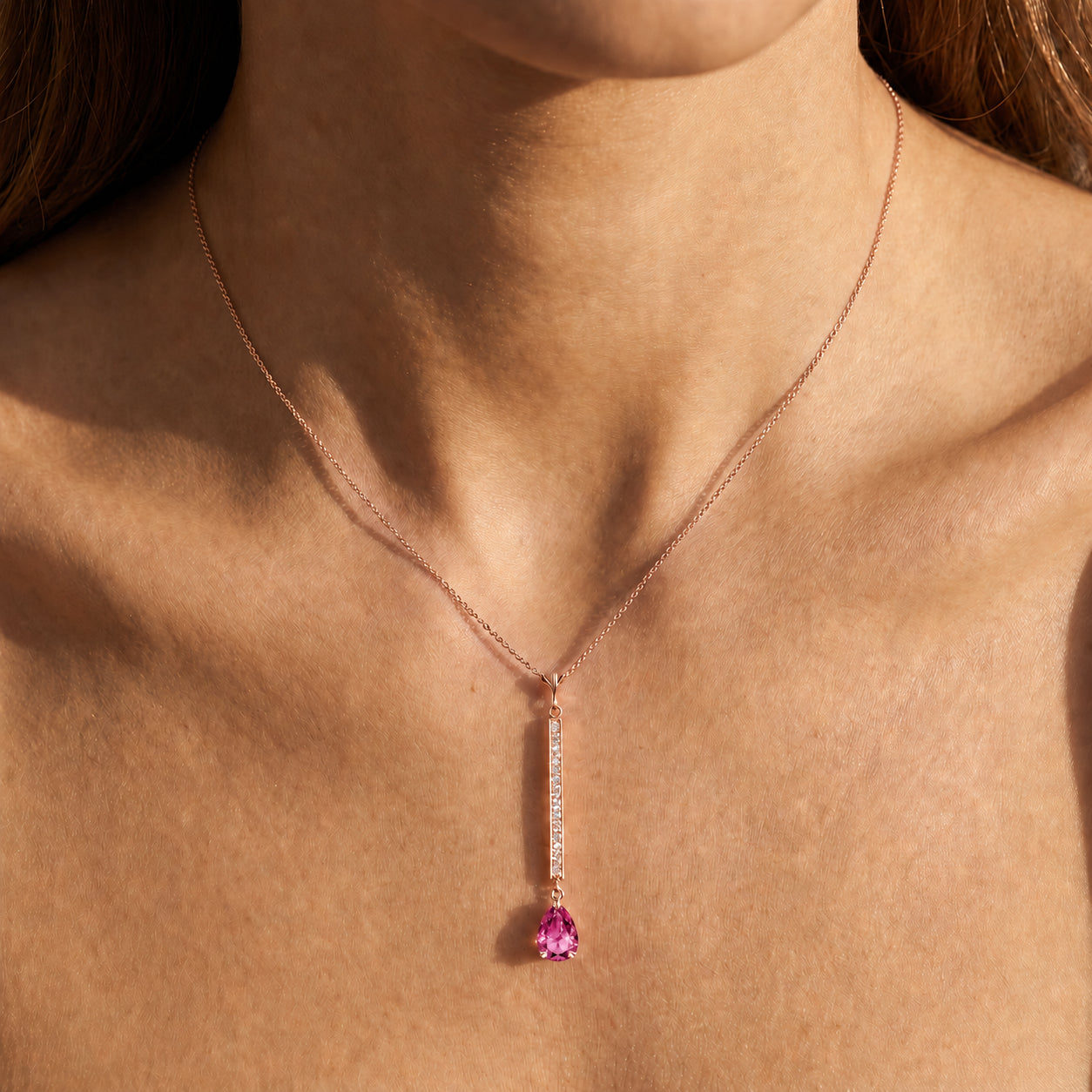 Rose Gold Grace Necklace White Topaz 10K — Adelaide