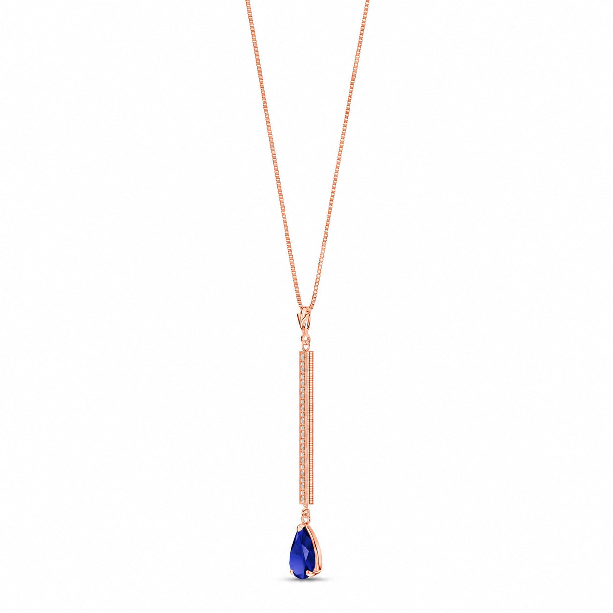 Rose Gold Grace Necklace Sapphire 10K — Adelaide