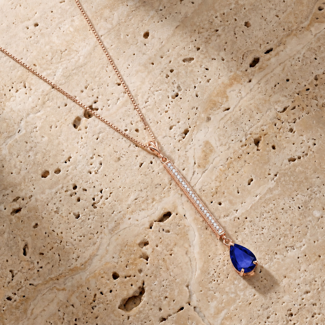 Rose Gold Grace Necklace Sapphire 10K — Adelaide