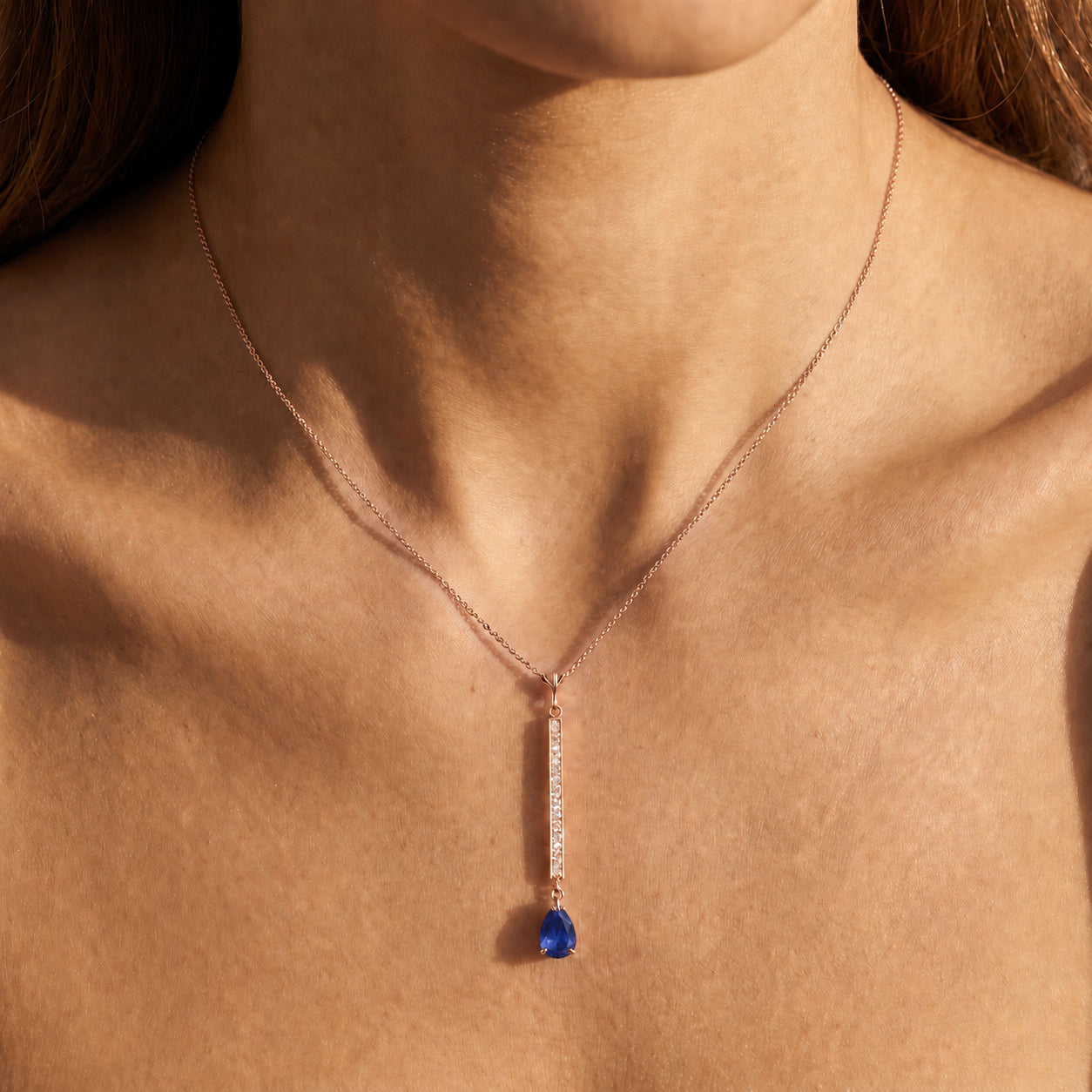 Rose Gold Grace Necklace Sapphire 10K — Adelaide