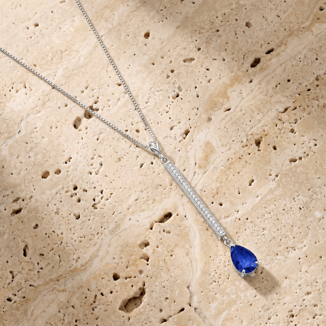 White Gold Grace Necklace Sapphire 10K — Adelaide
