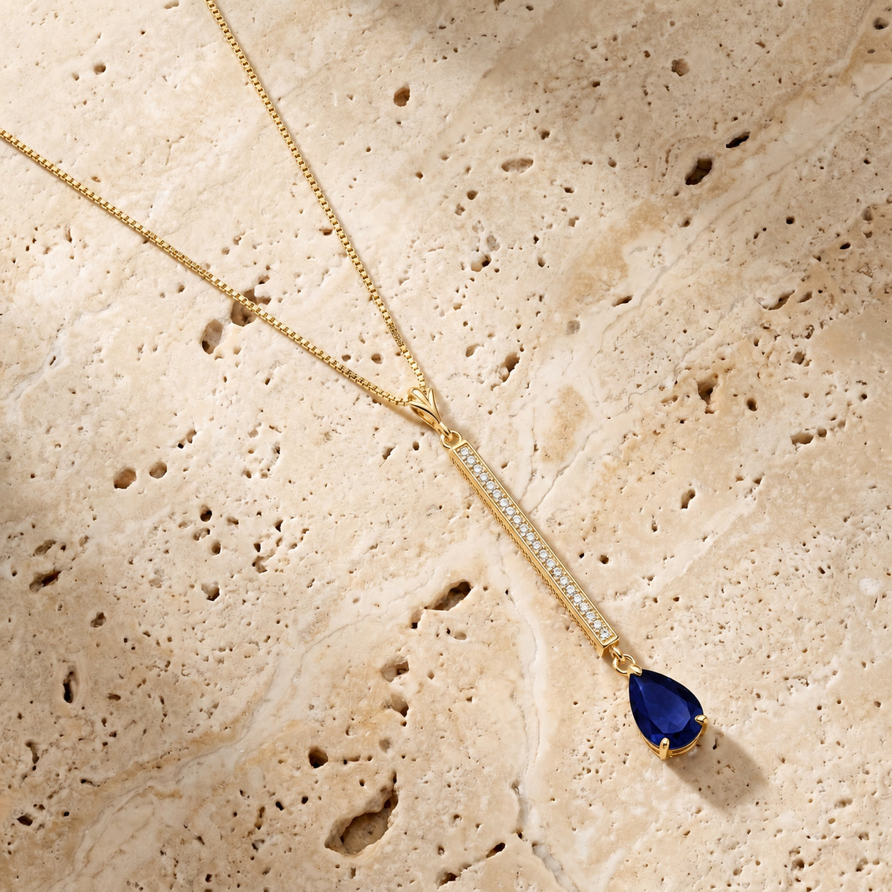 Yellow Gold Grace Necklace Sapphire 10K — Adelaide