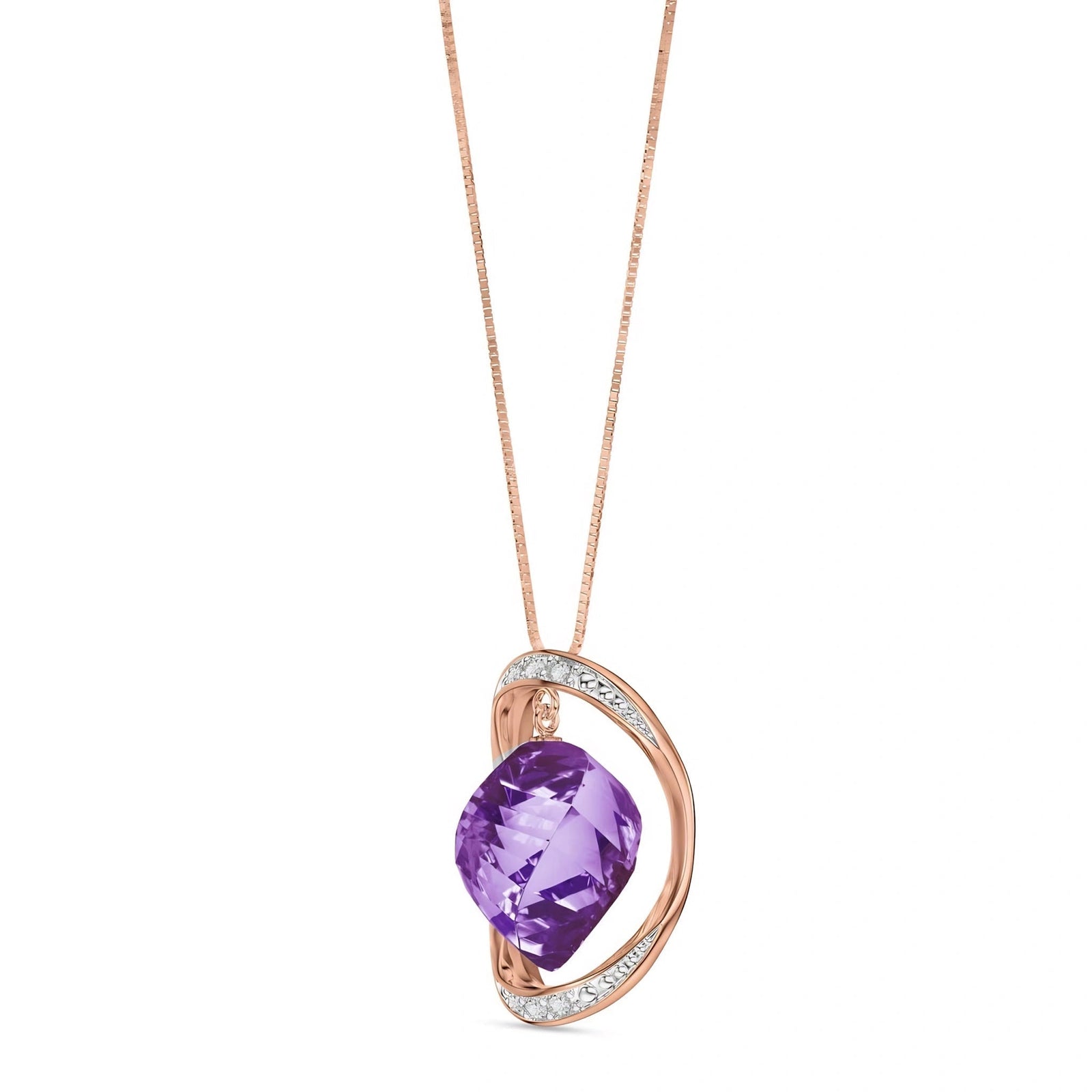 Rose Gold Pendant Necklace Amethyst 10K — Loretta