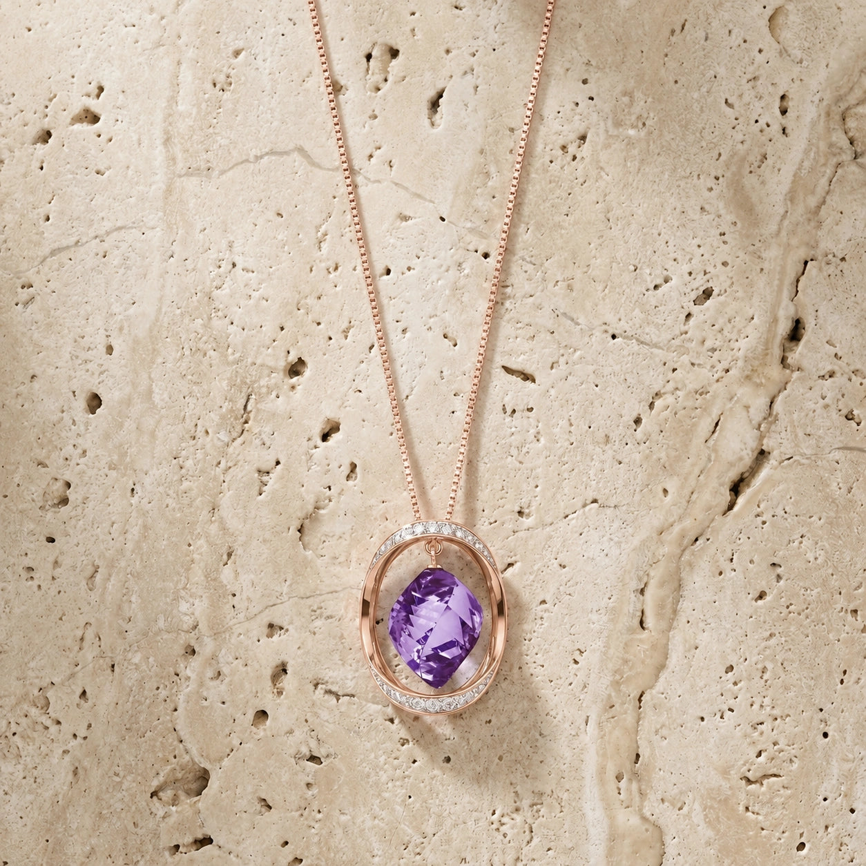 Rose Gold Pendant Necklace Amethyst 10K — Loretta