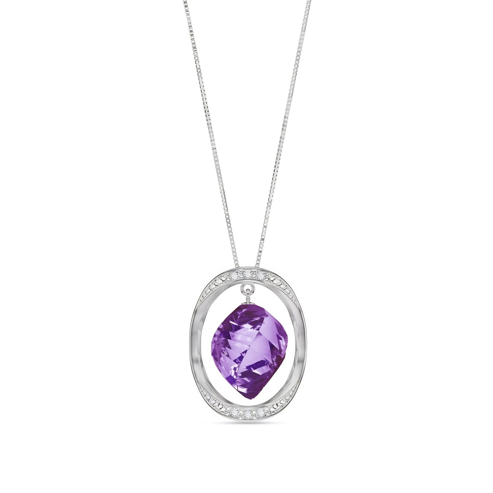 White Gold Pendant Necklace Amethyst 10K — Loretta
