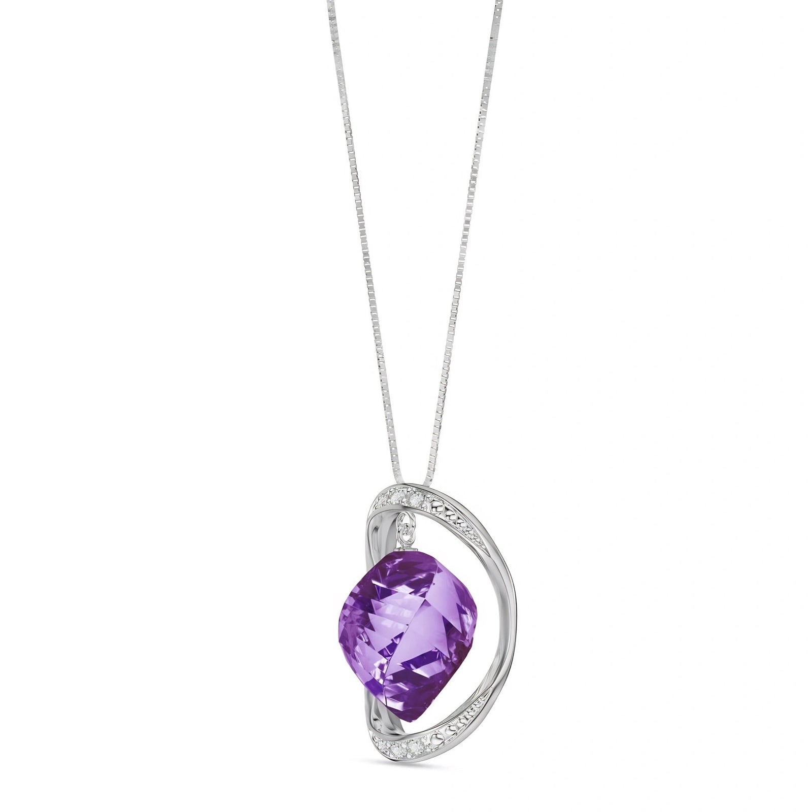 White Gold Pendant Necklace Amethyst 10K — Loretta