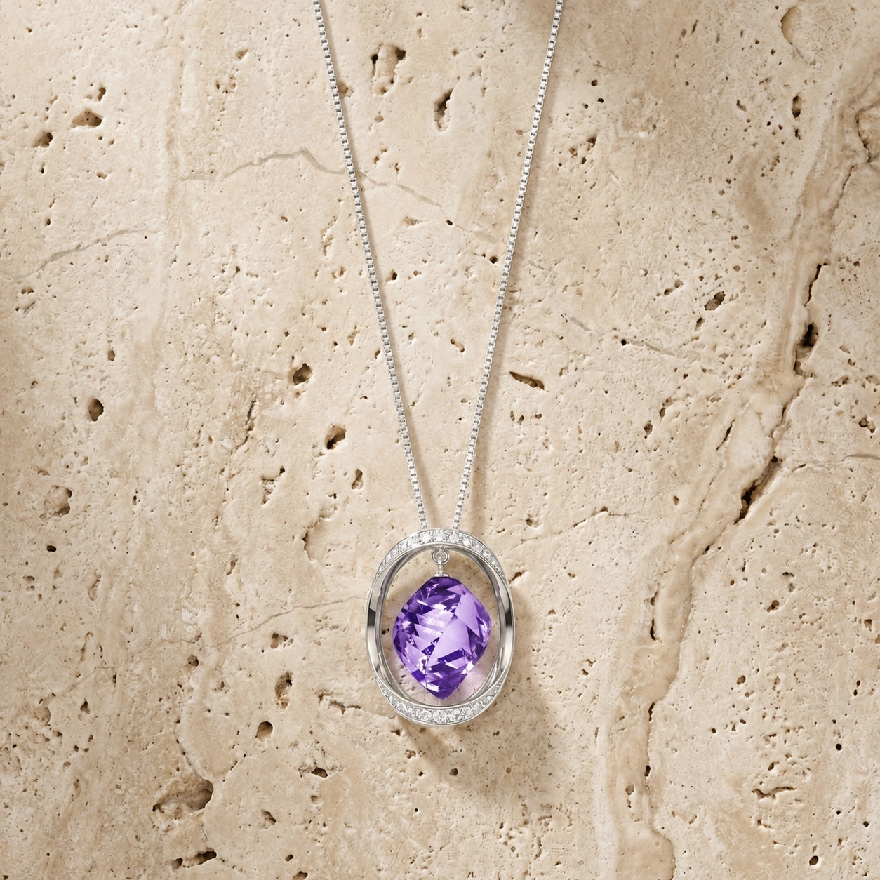 White Gold Pendant Necklace Amethyst 10K — Loretta