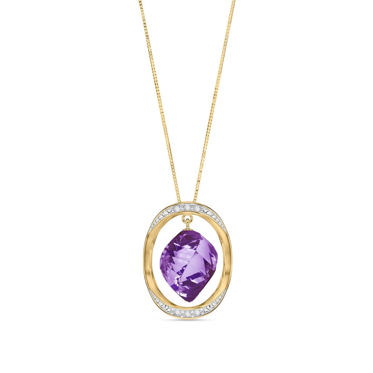 Yellow Gold Pendant Necklace Amethyst 10K — Loretta