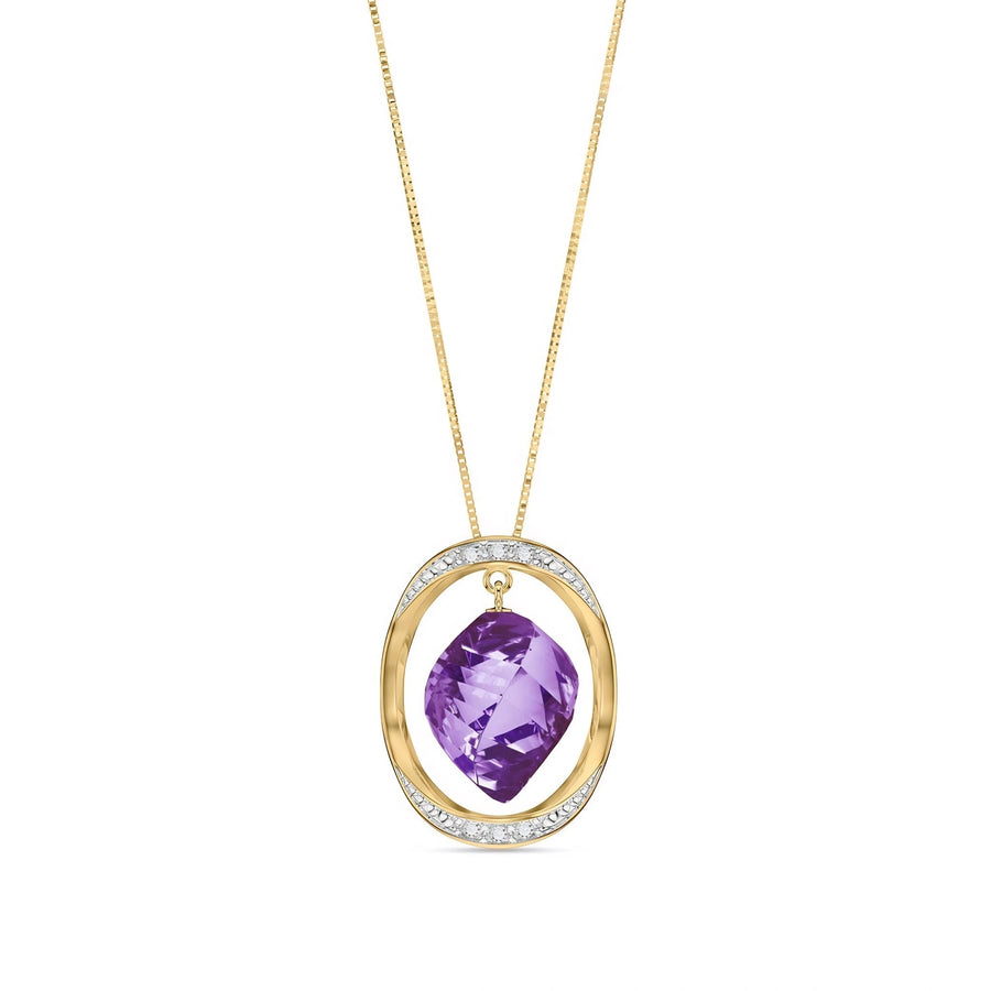 Yellow Gold Pendant Necklace Amethyst 10K — Loretta