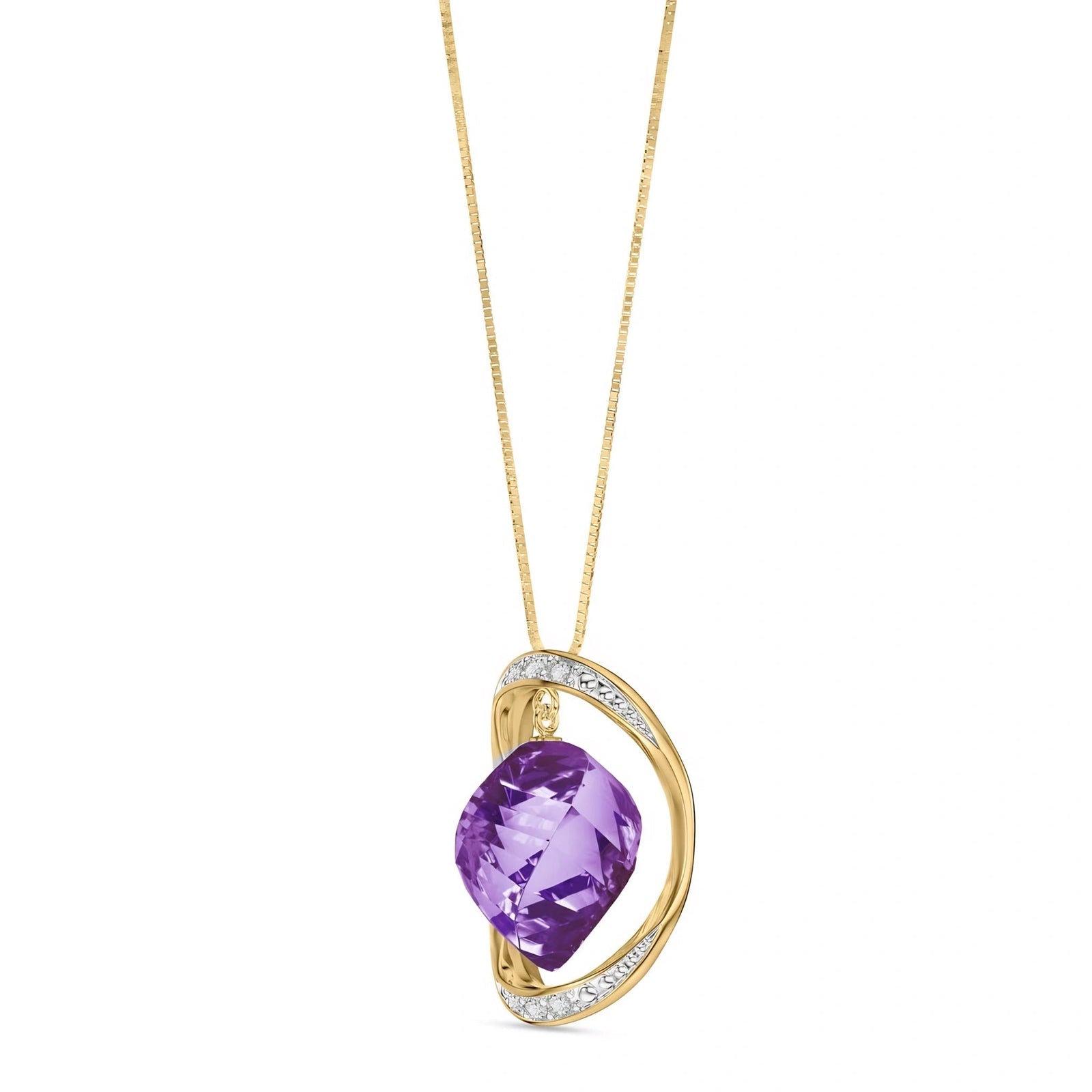 Yellow Gold Pendant Necklace Amethyst 10K — Loretta