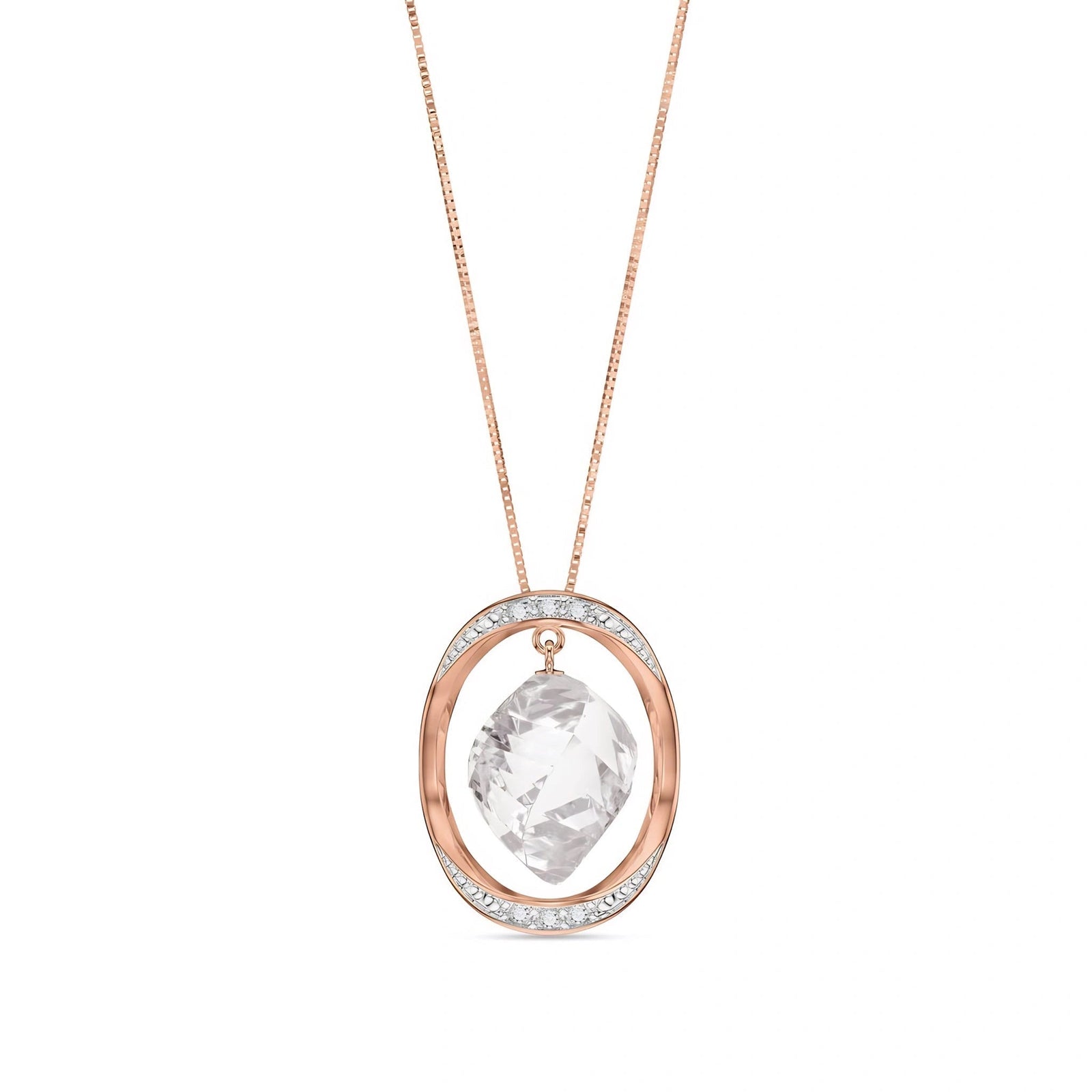 Rose Gold Pendant Necklace White Topaz 10K — Loretta