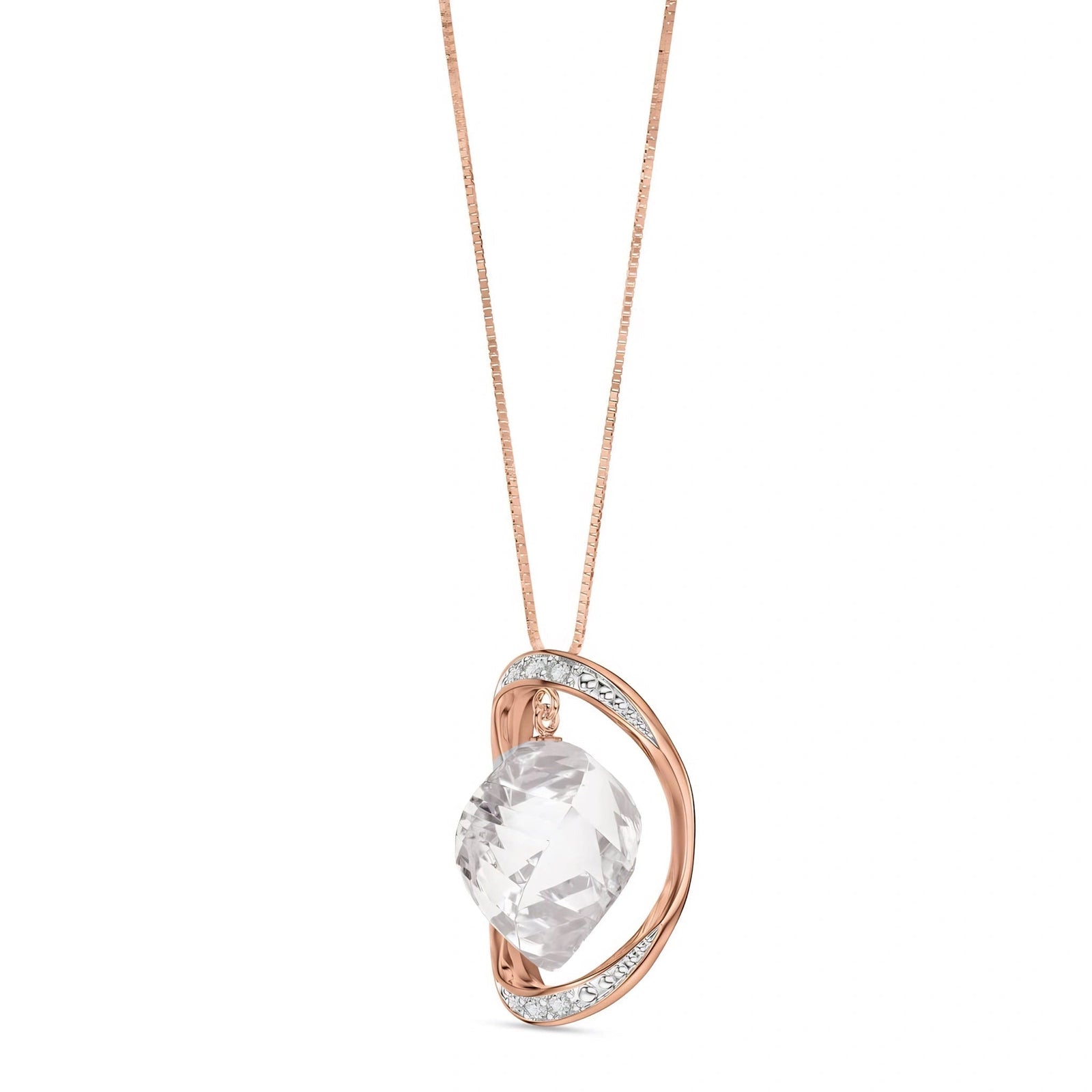 Rose Gold Pendant Necklace White Topaz 10K — Loretta