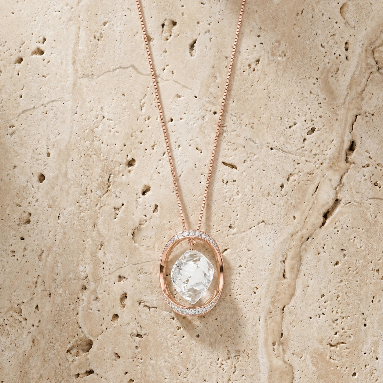 Rose Gold Pendant Necklace White Topaz 10K — Loretta